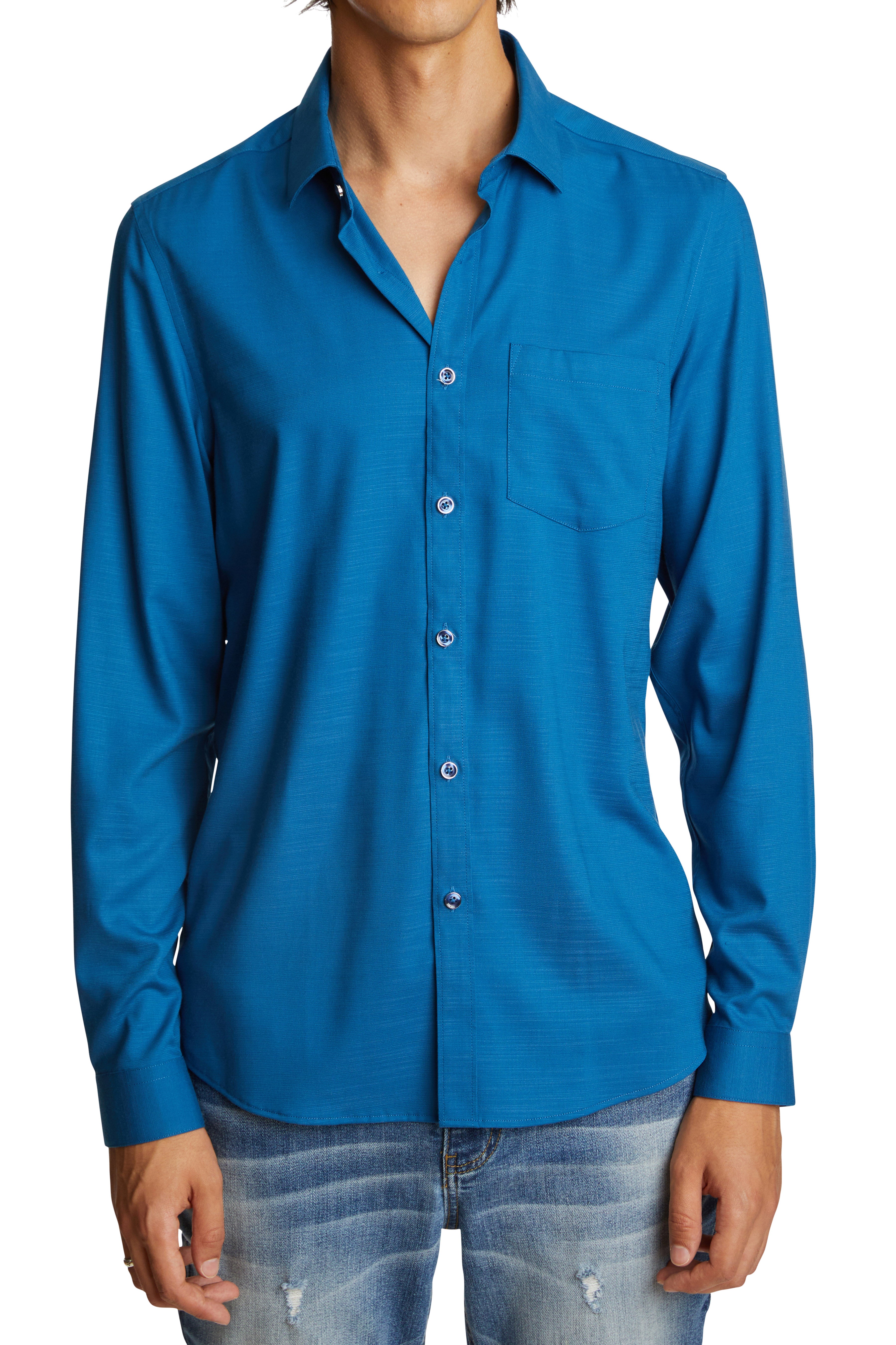 Samuel Spread Collar Shirt - Deep Turq