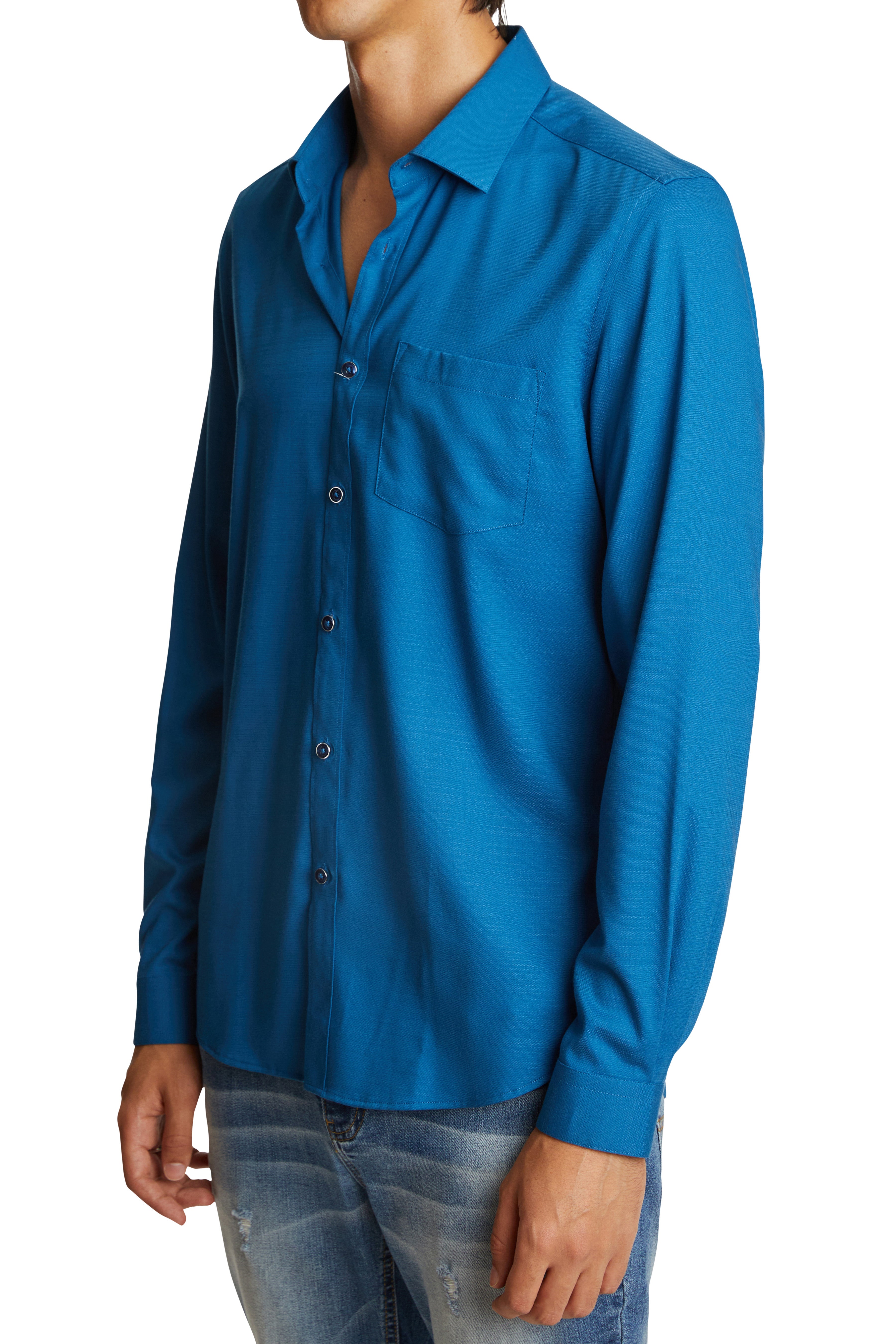 Samuel Spread Collar Shirt - Deep Turq
