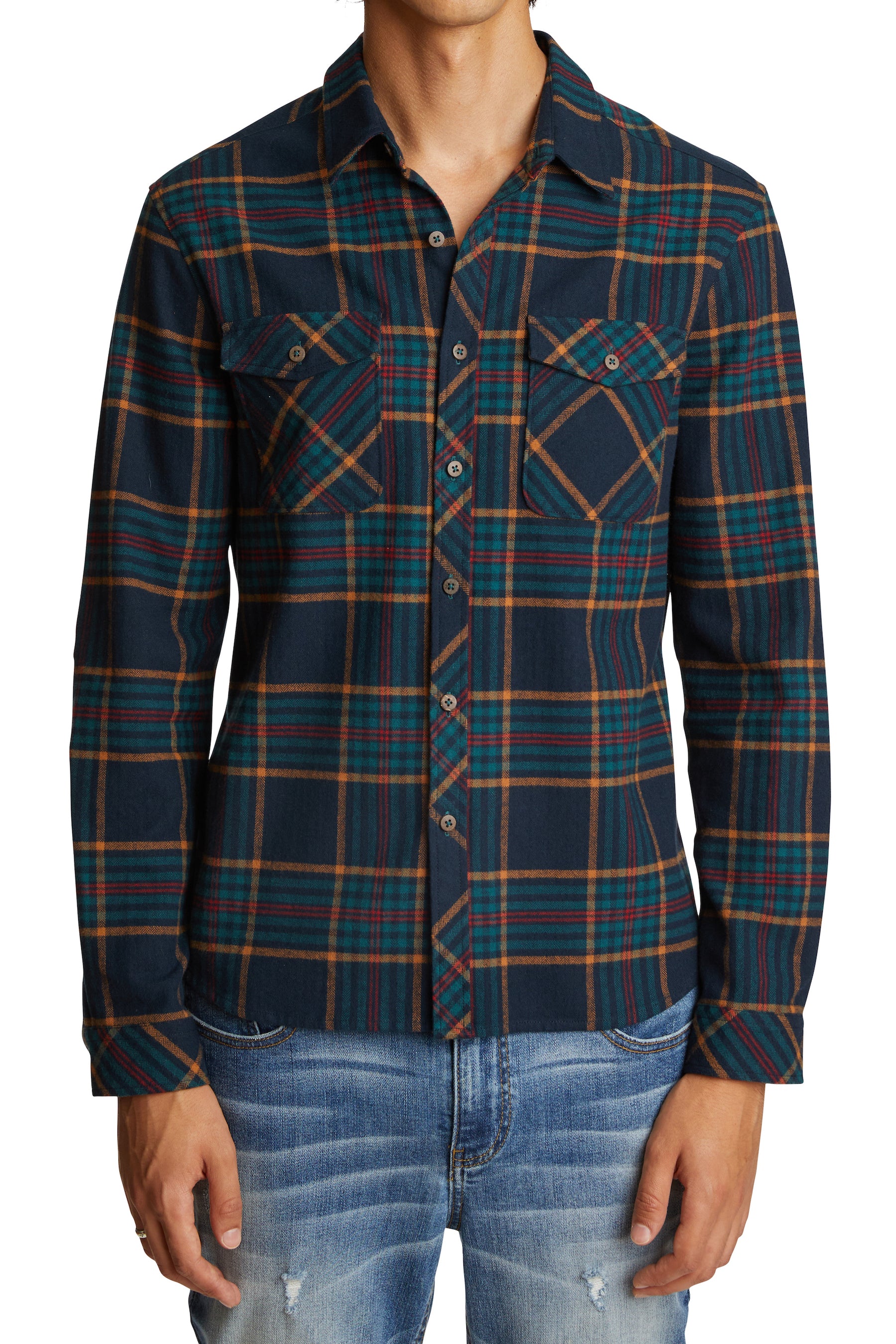 Rebellion Western Flannel Shirt - Teal Gold