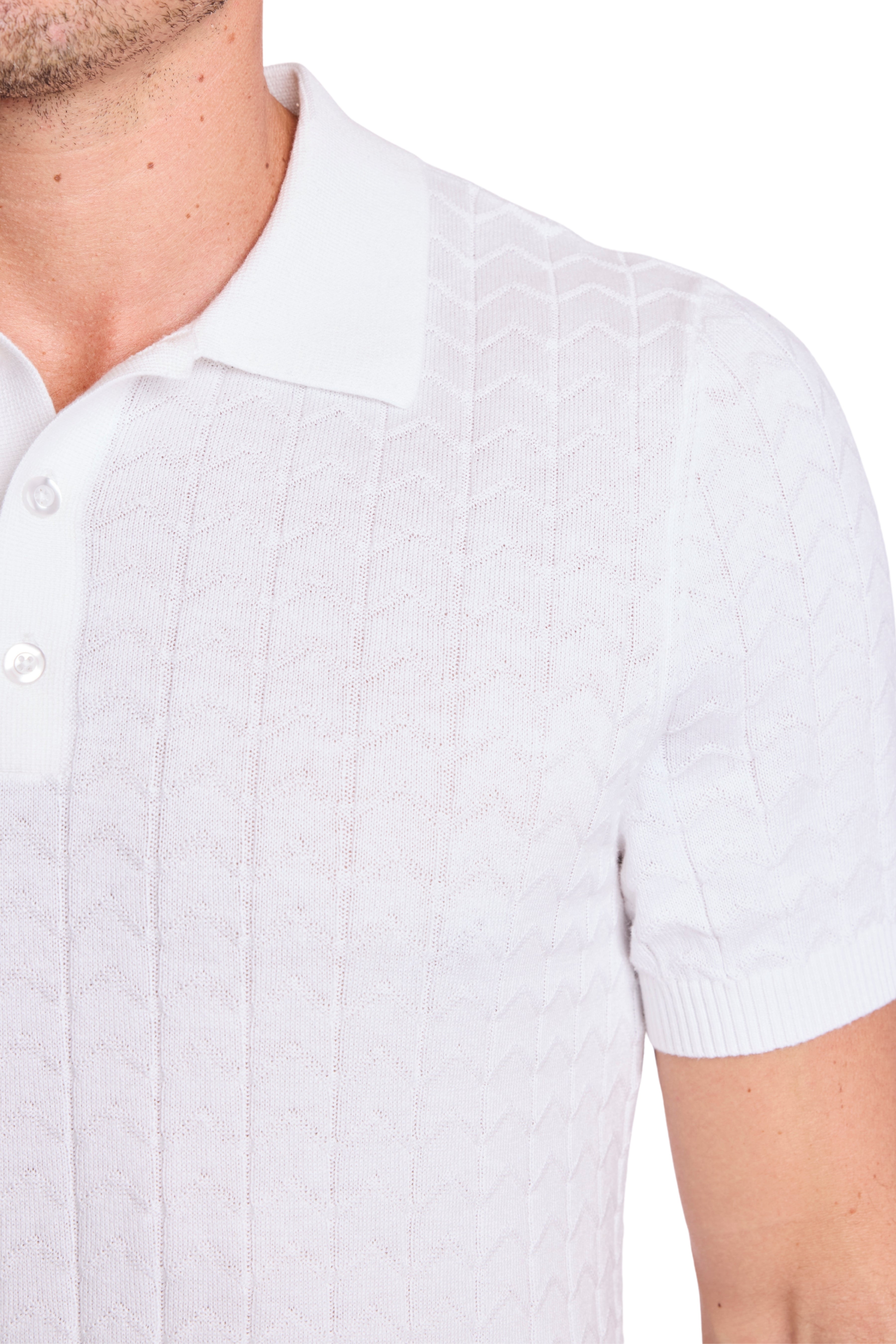 3 Button Polo - White Lotus