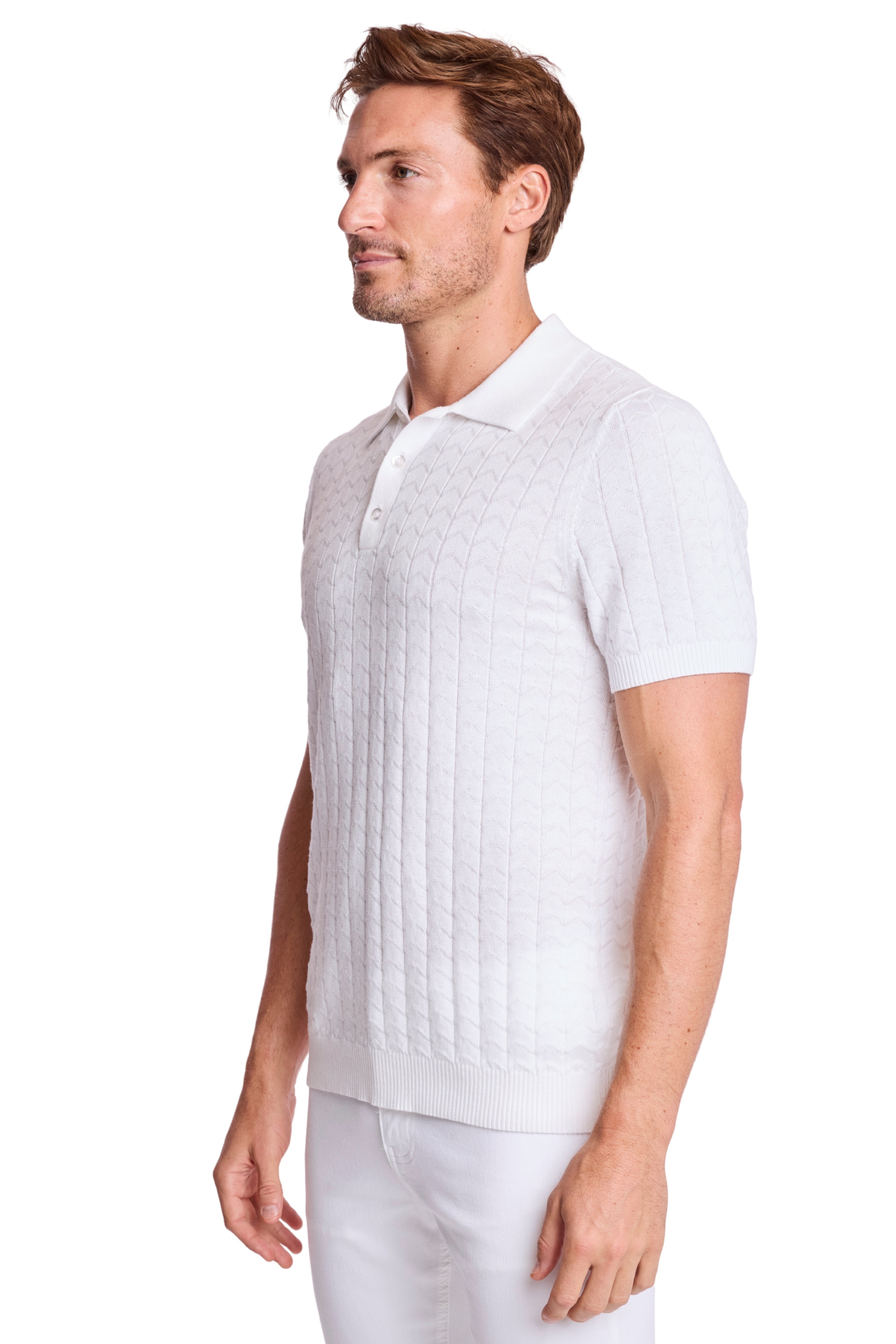 3 Button Polo - White Lotus