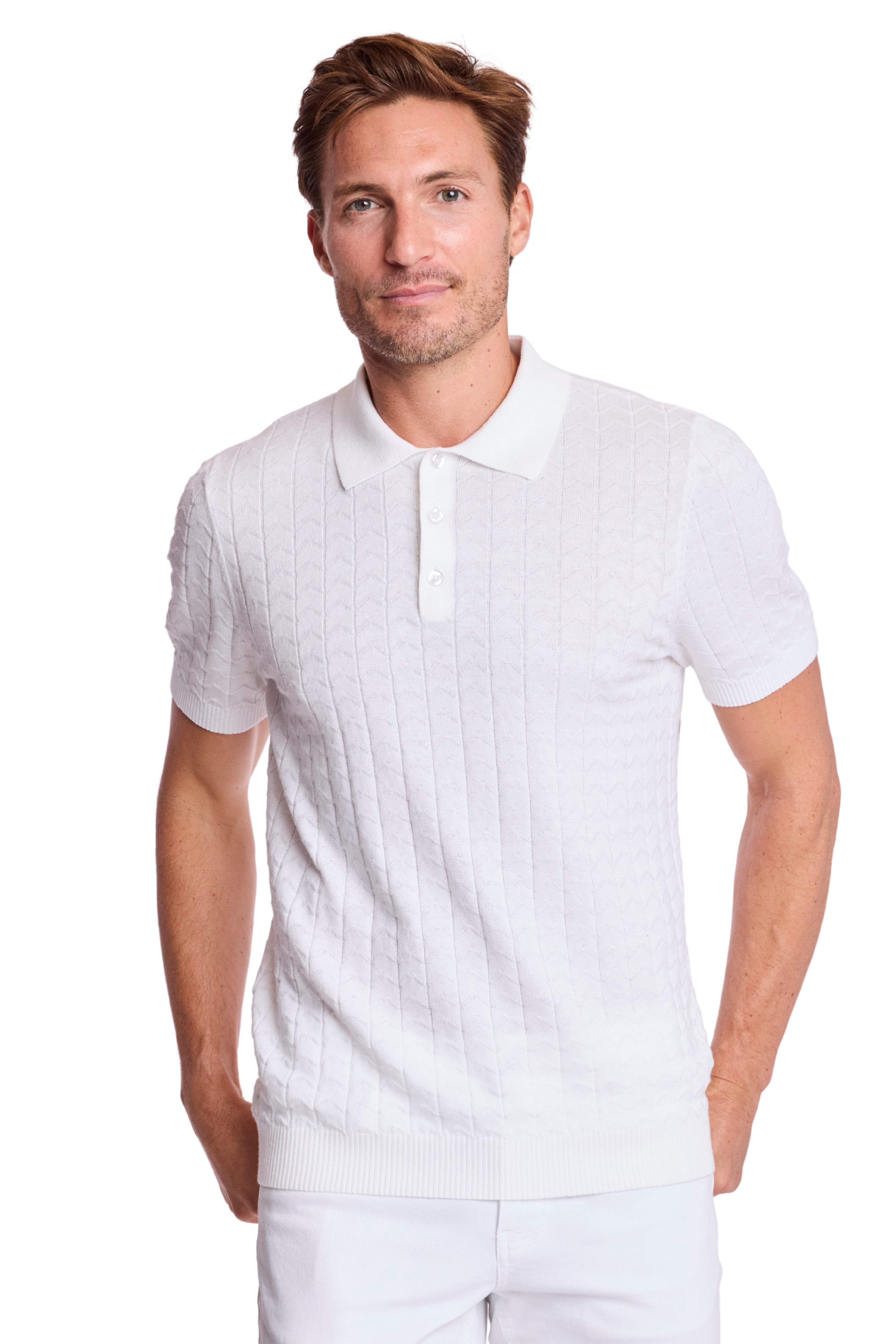 3 Button Polo - White Lotus