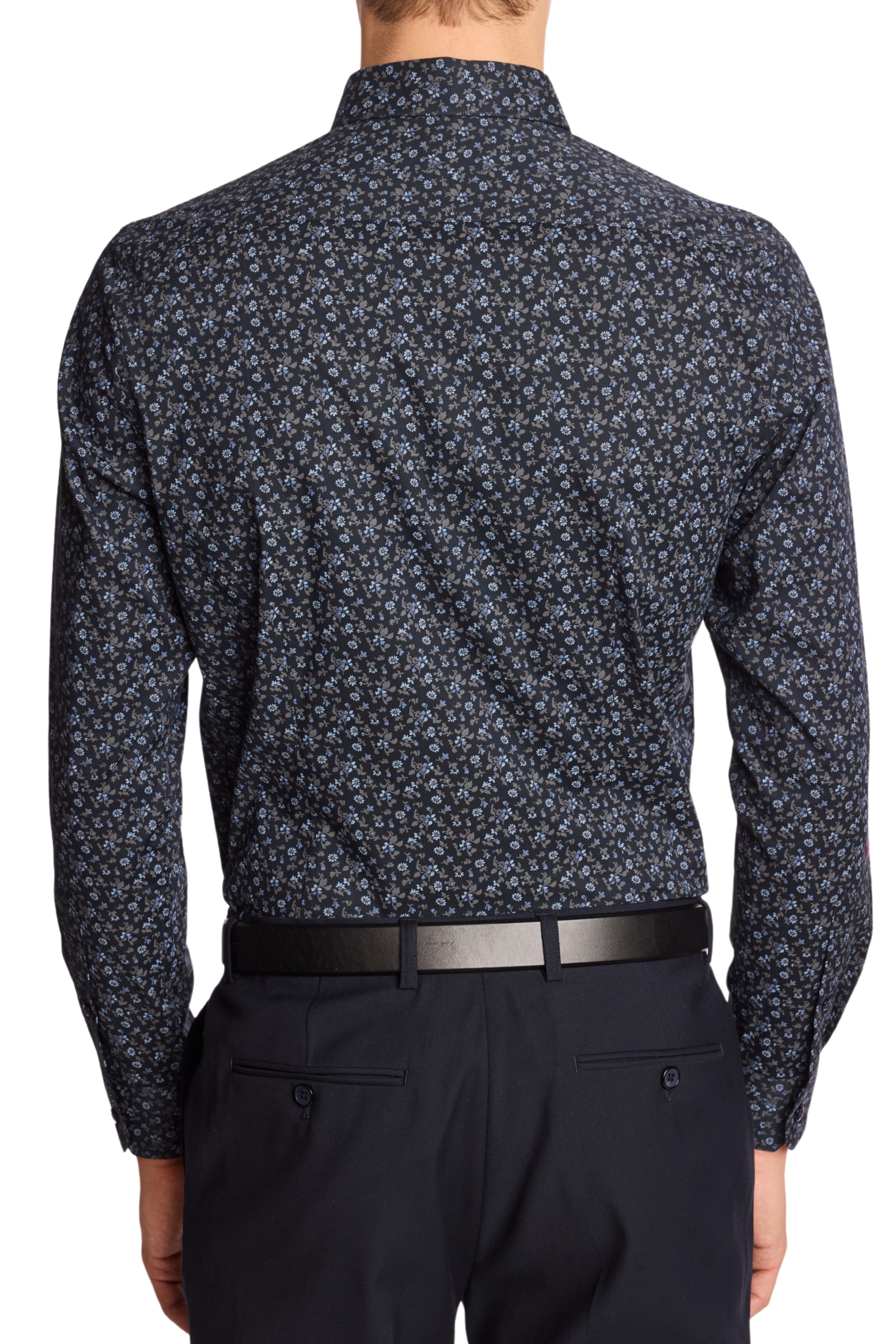 Brian Button Down Shirt - Navy and Grey Floral