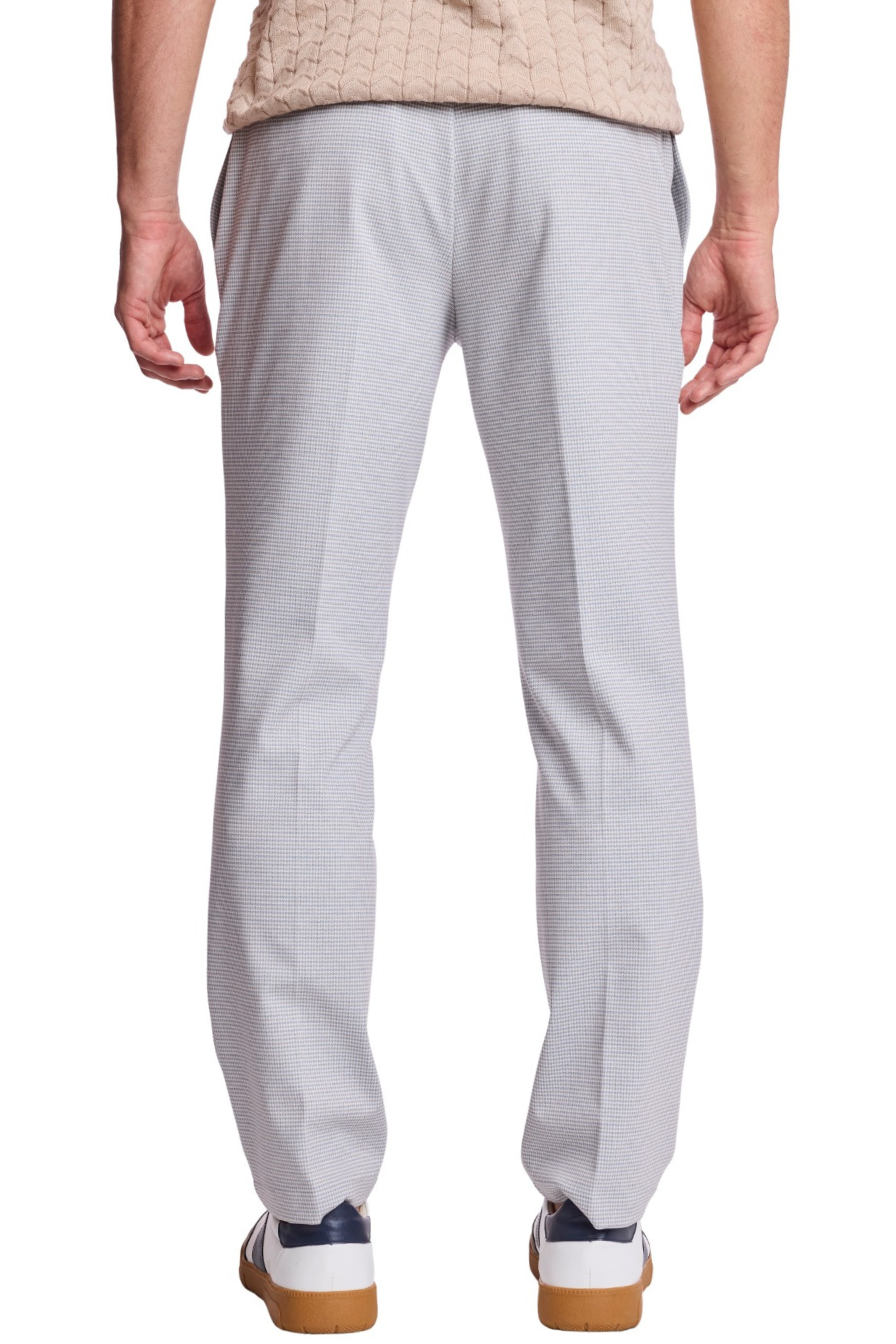 Chester Drawstring Pants - slim - Steel Puddle Knit Houndstooth