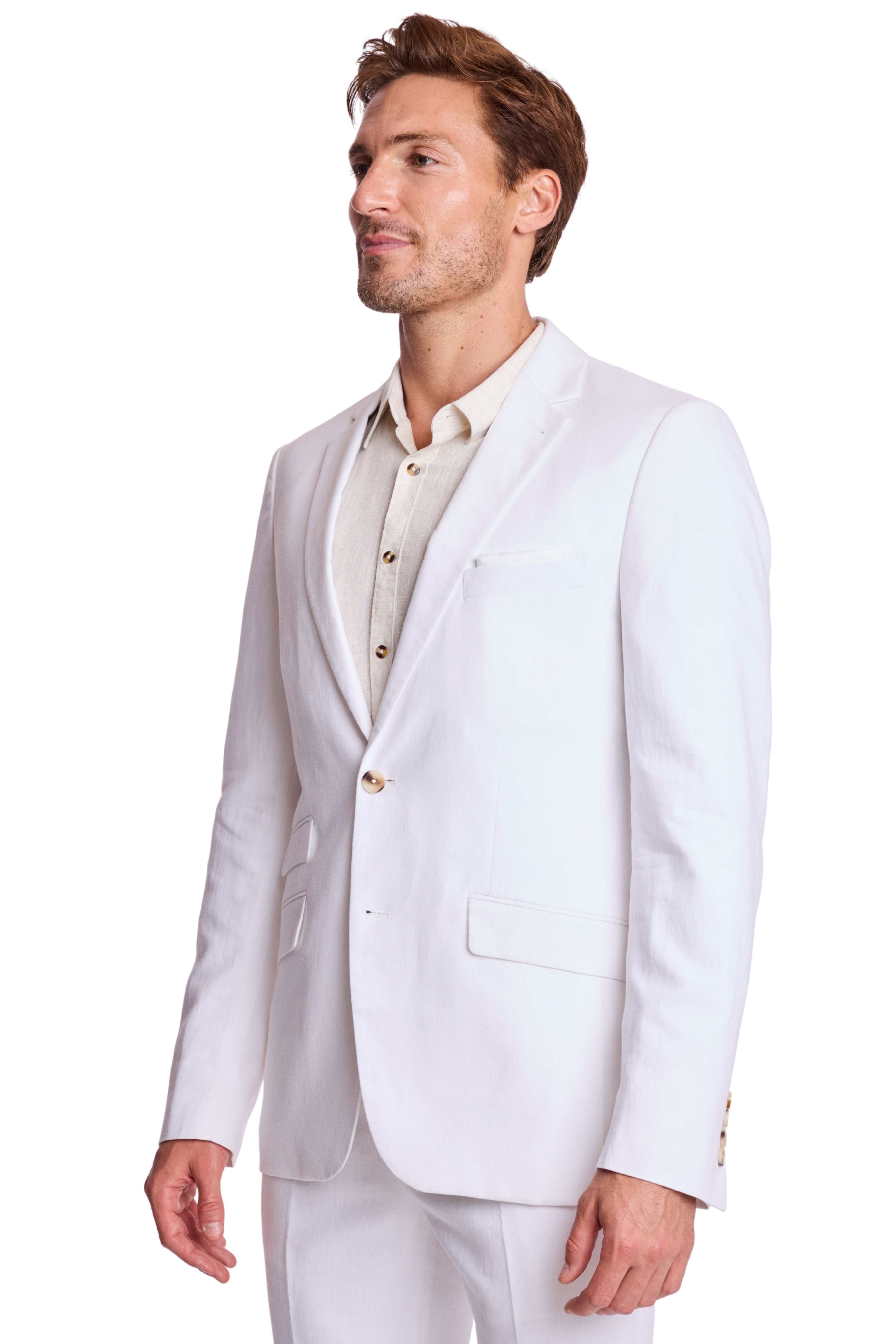 Dover Notch Jacket - slim - White Lotus Linen