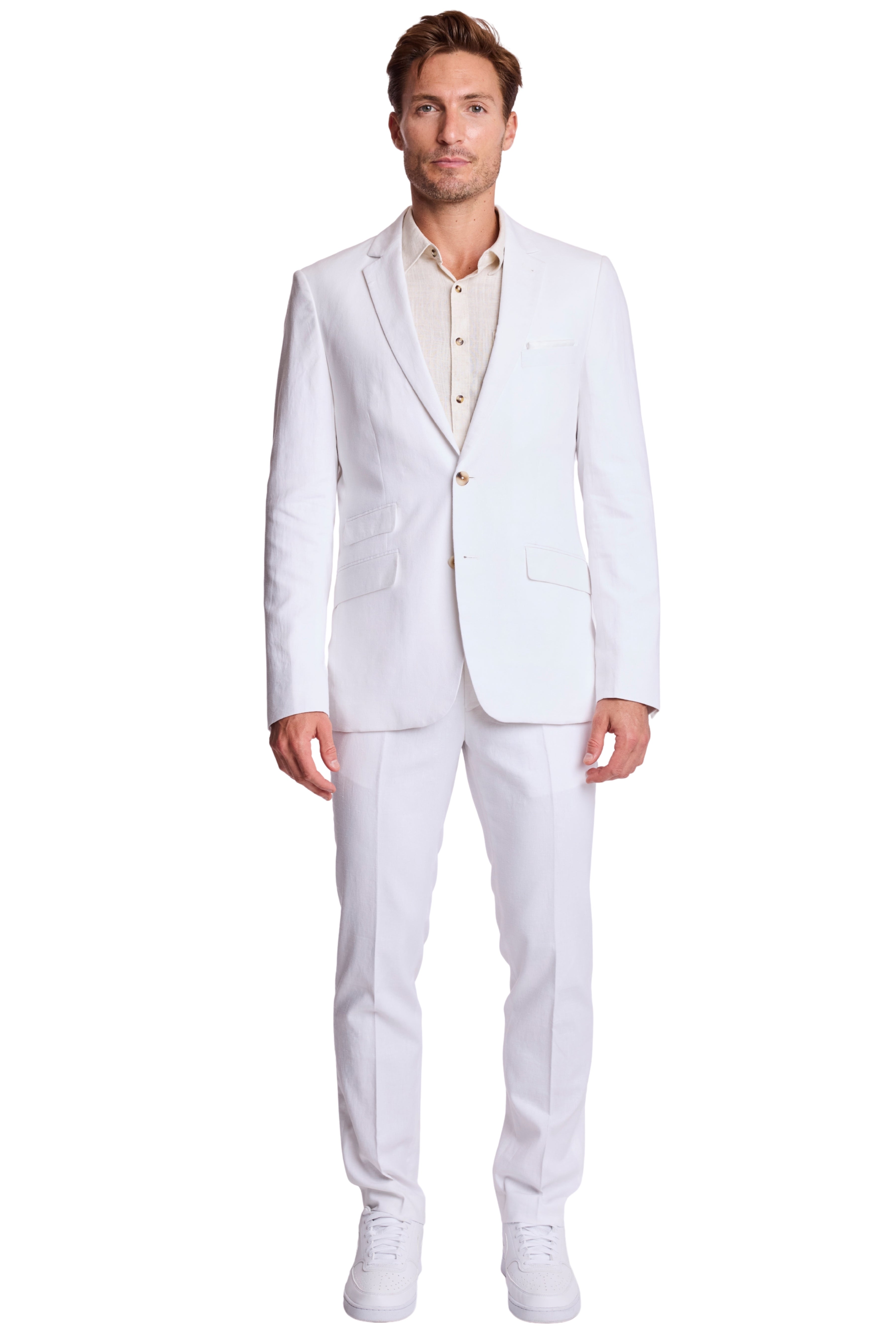 Dover Notch Jacket - slim - White Lotus Linen
