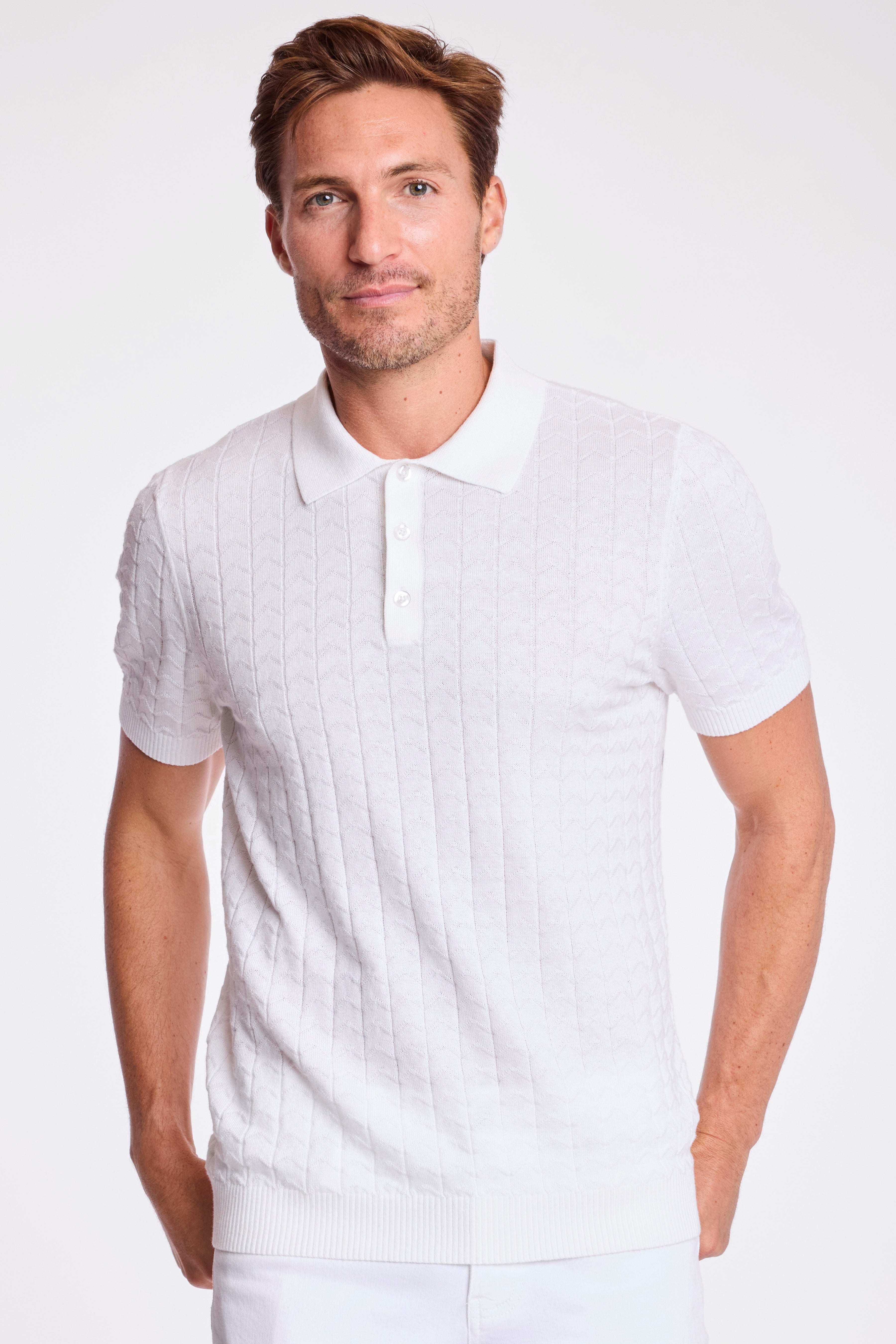 3 Button Polo - White Lotus