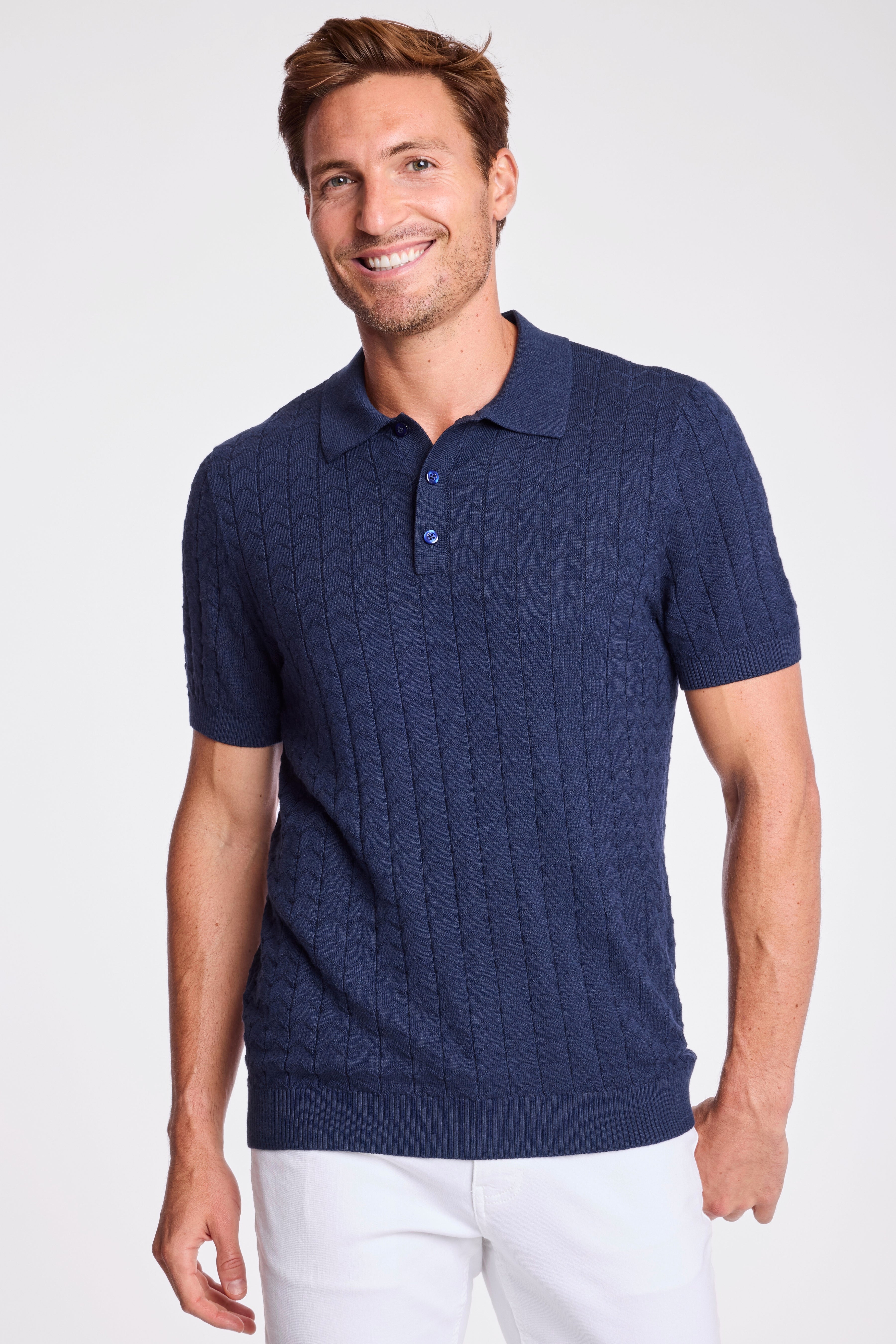 3 Button Polo - Crisp Navy