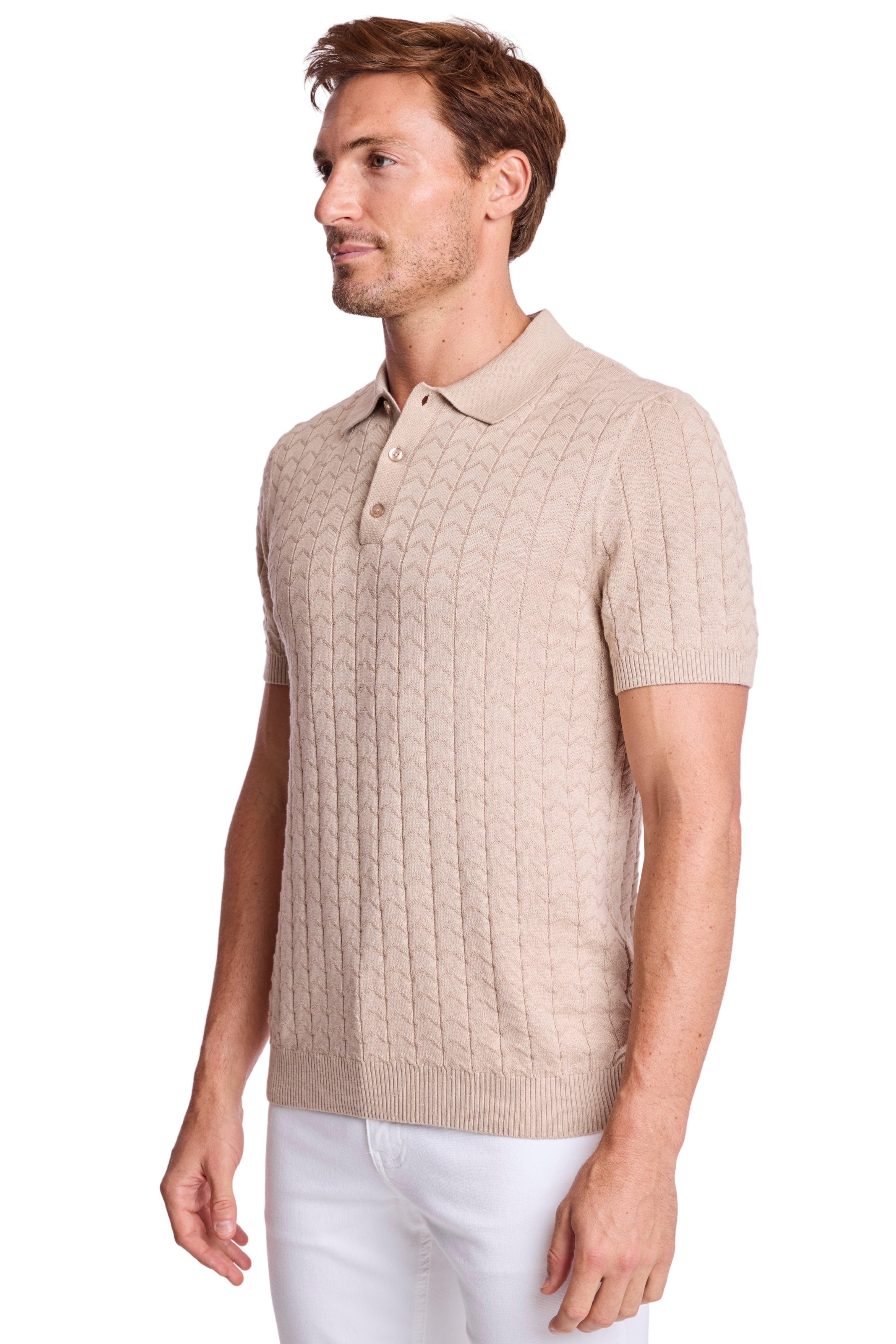 3 Button Polo - Sandy Oatmeal