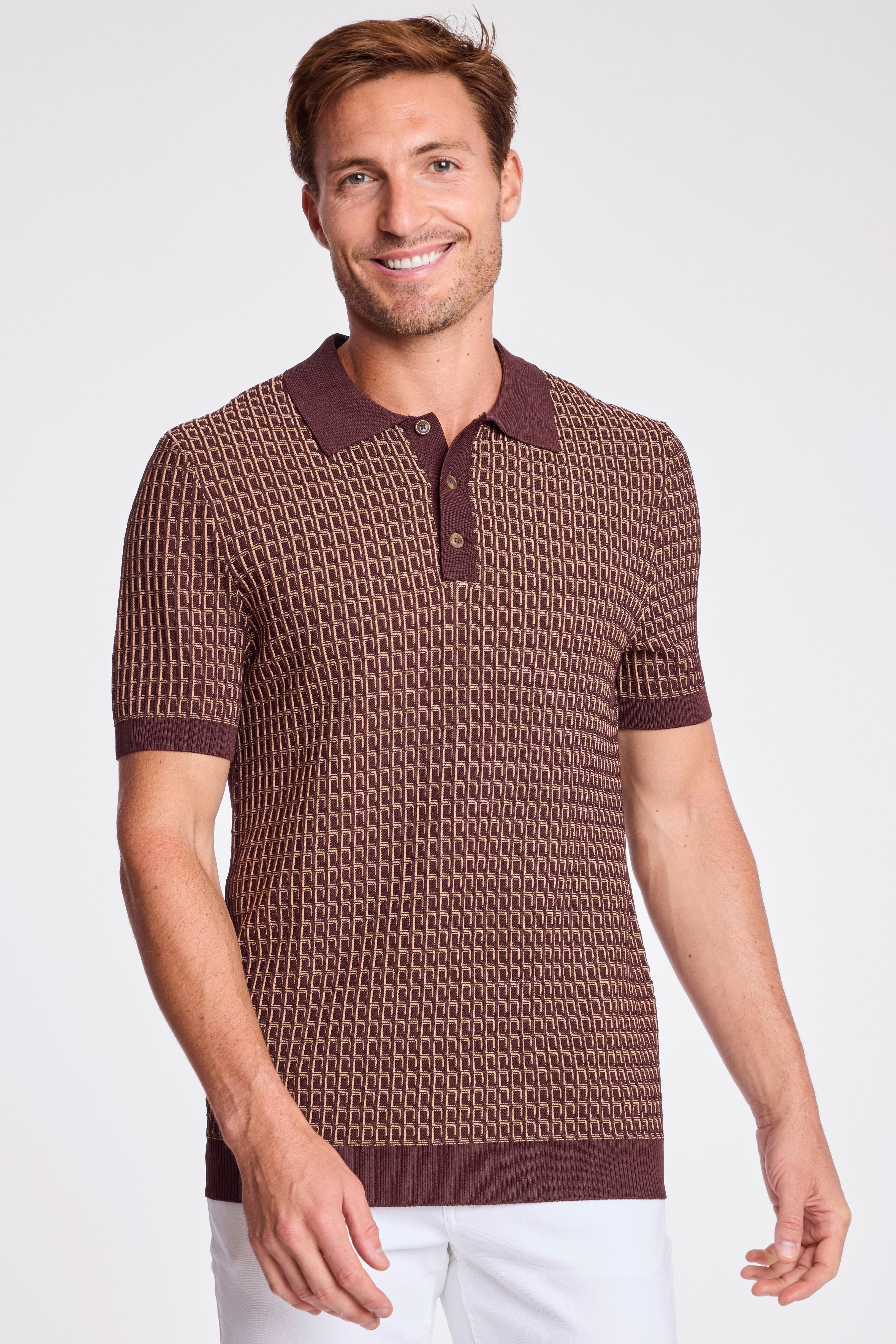 3 Button Polo - Ganache & Tan