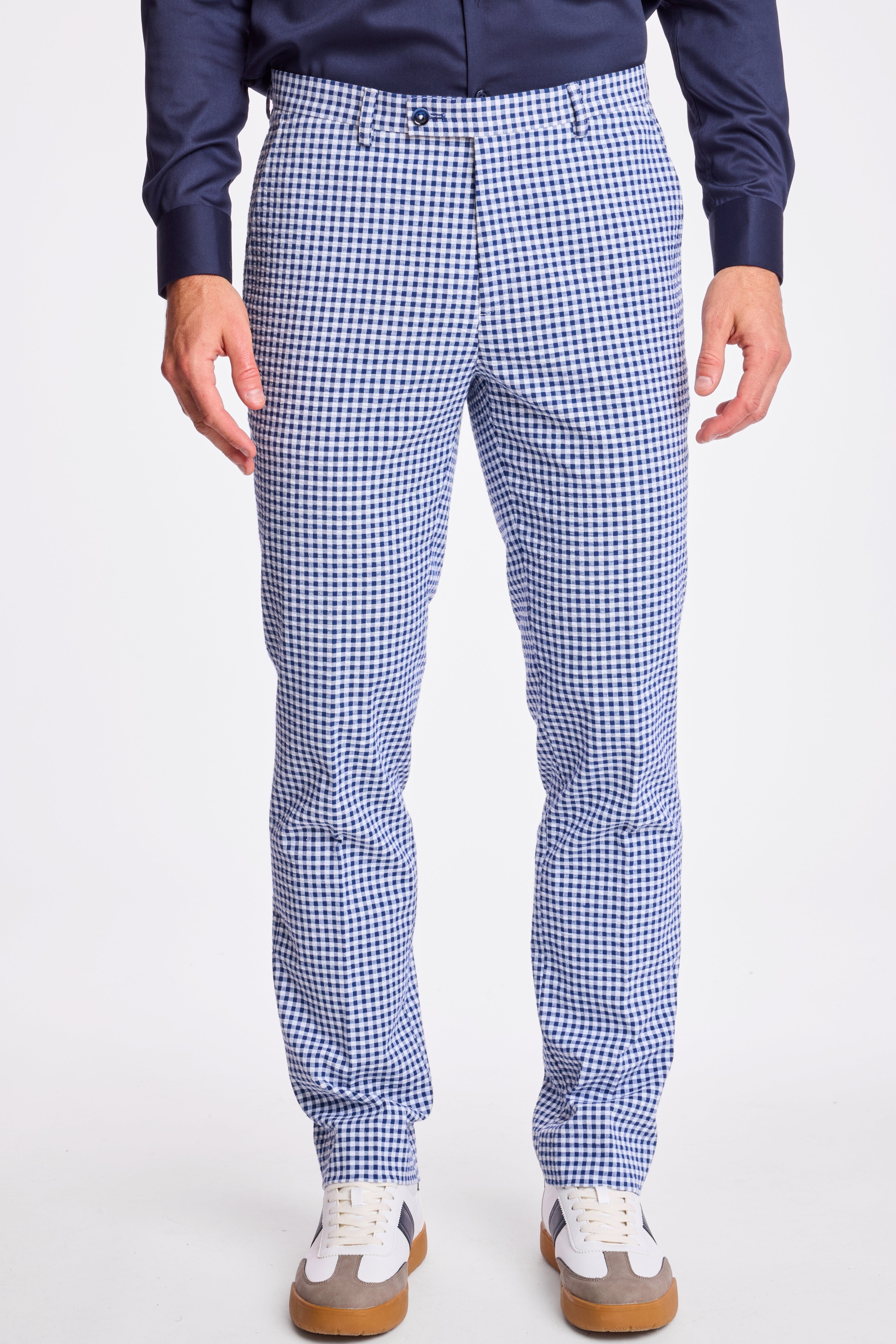 Downing Pants - slim - Navy Gingham Seersucker