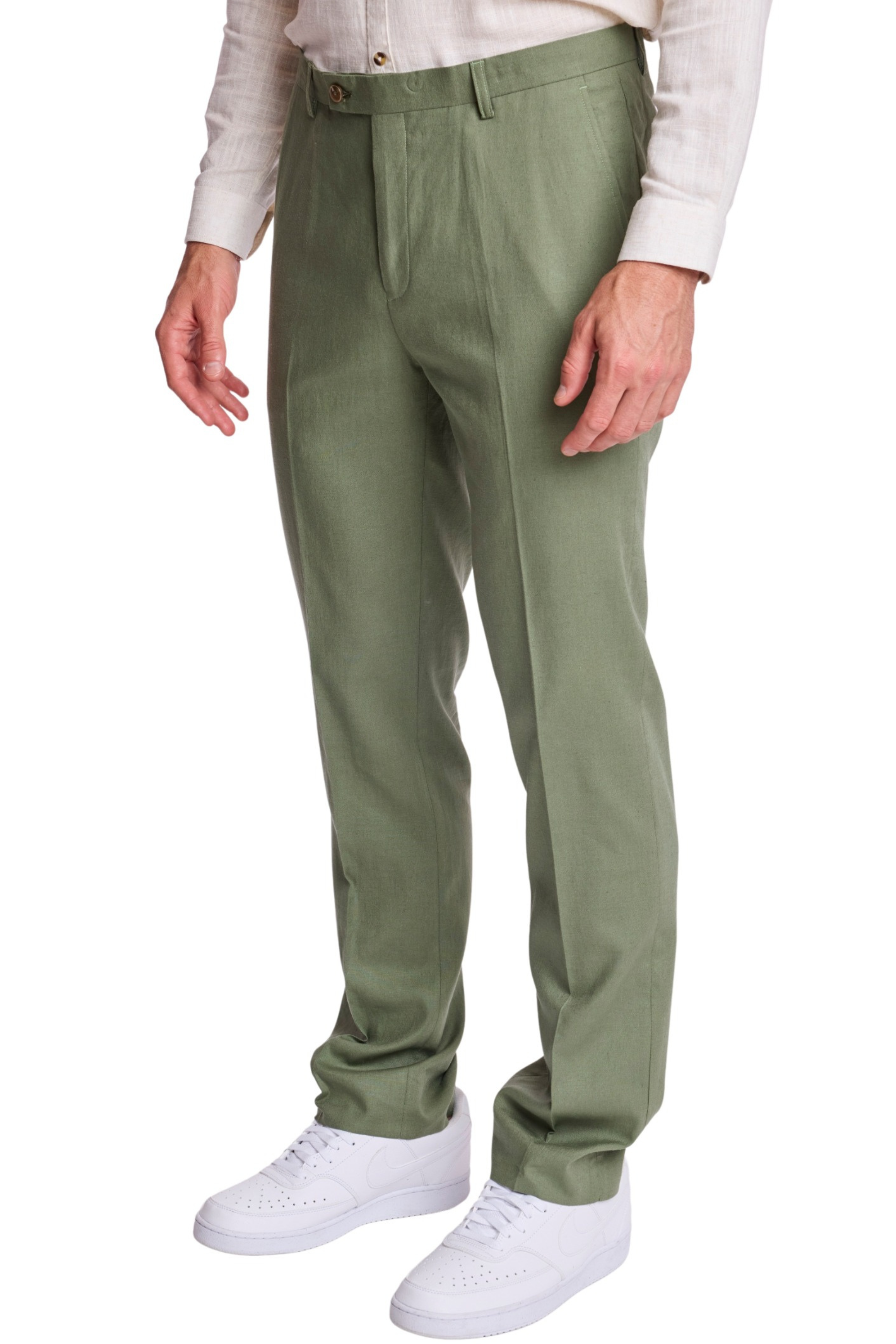 Downing Pants - slim - Olivine Green Linen