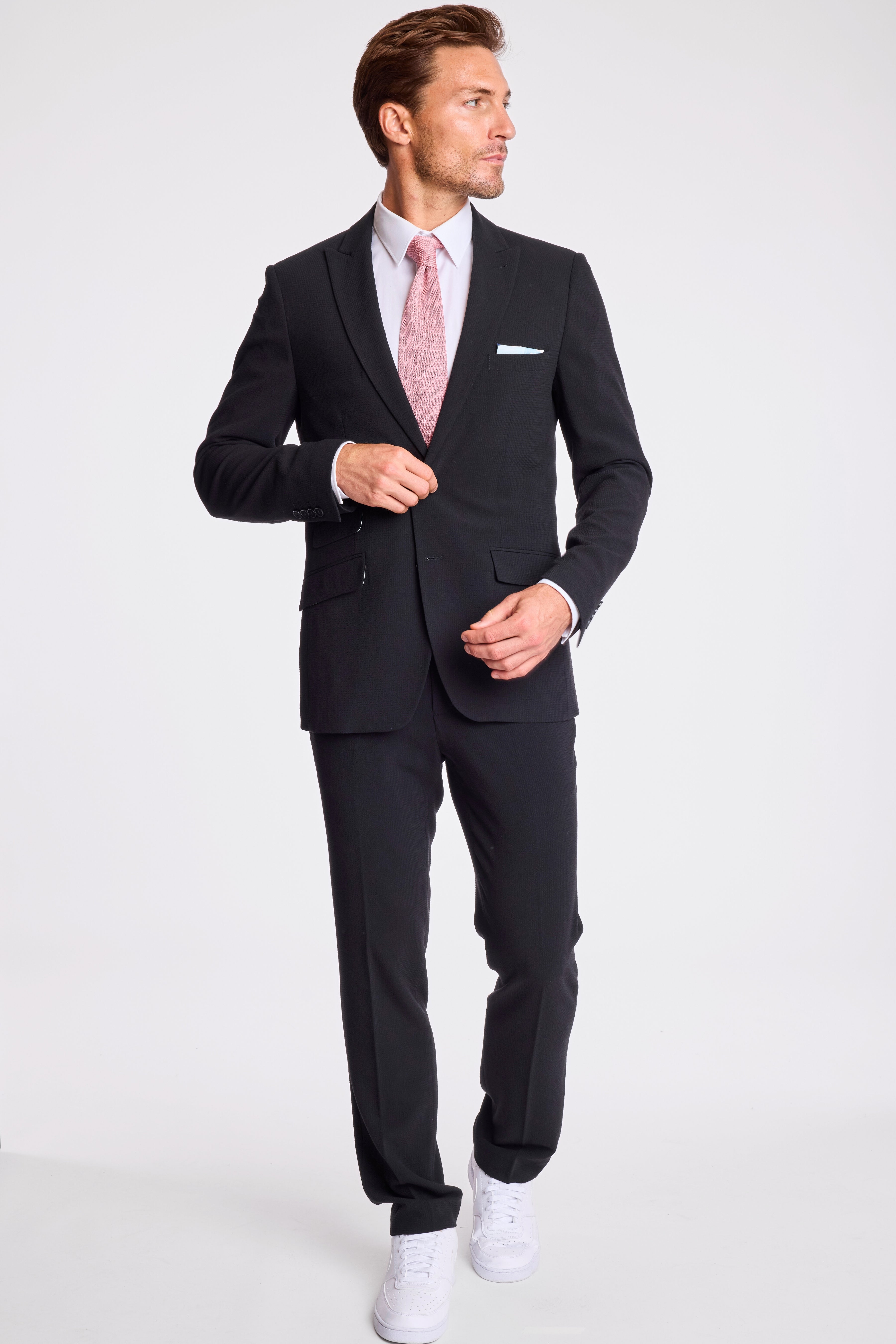 Ashton Peak Jacket - slim - Black on Black Seersucker