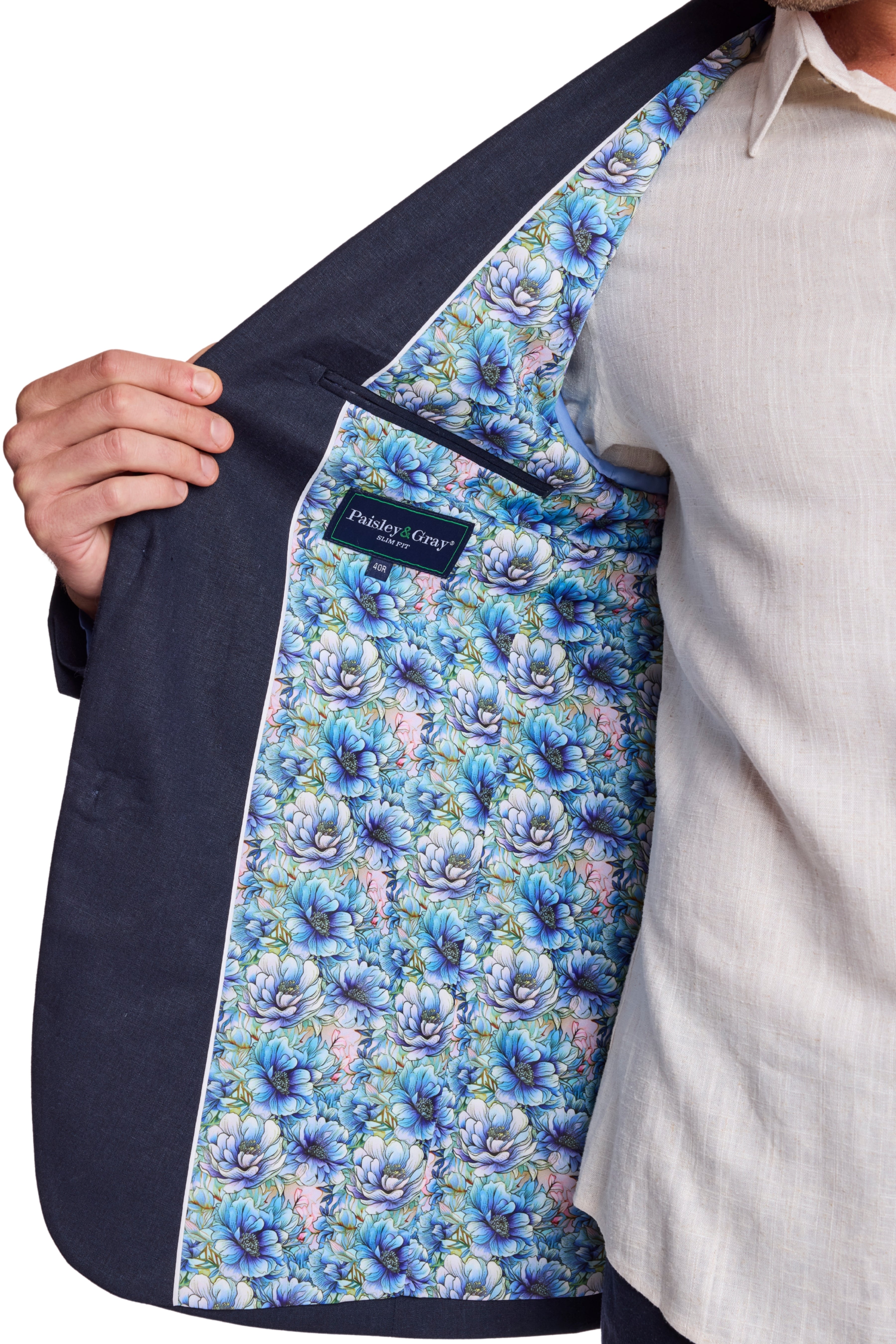 Dover Notch Jacket - slim - Crisp Navy Linen