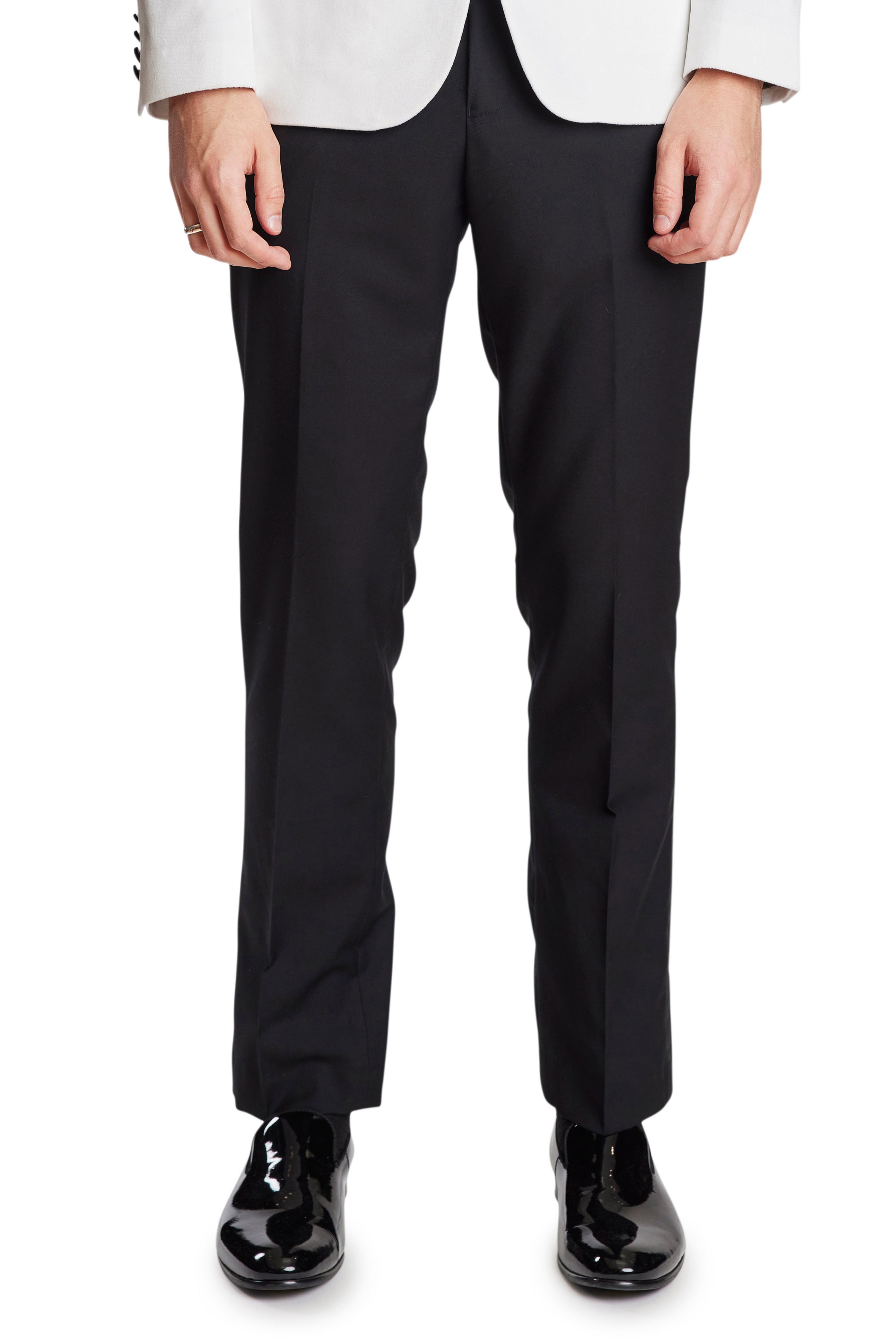 Tuxedo Pants BLACK All Wool NON PLEATED Trousers - Tuxedos Online