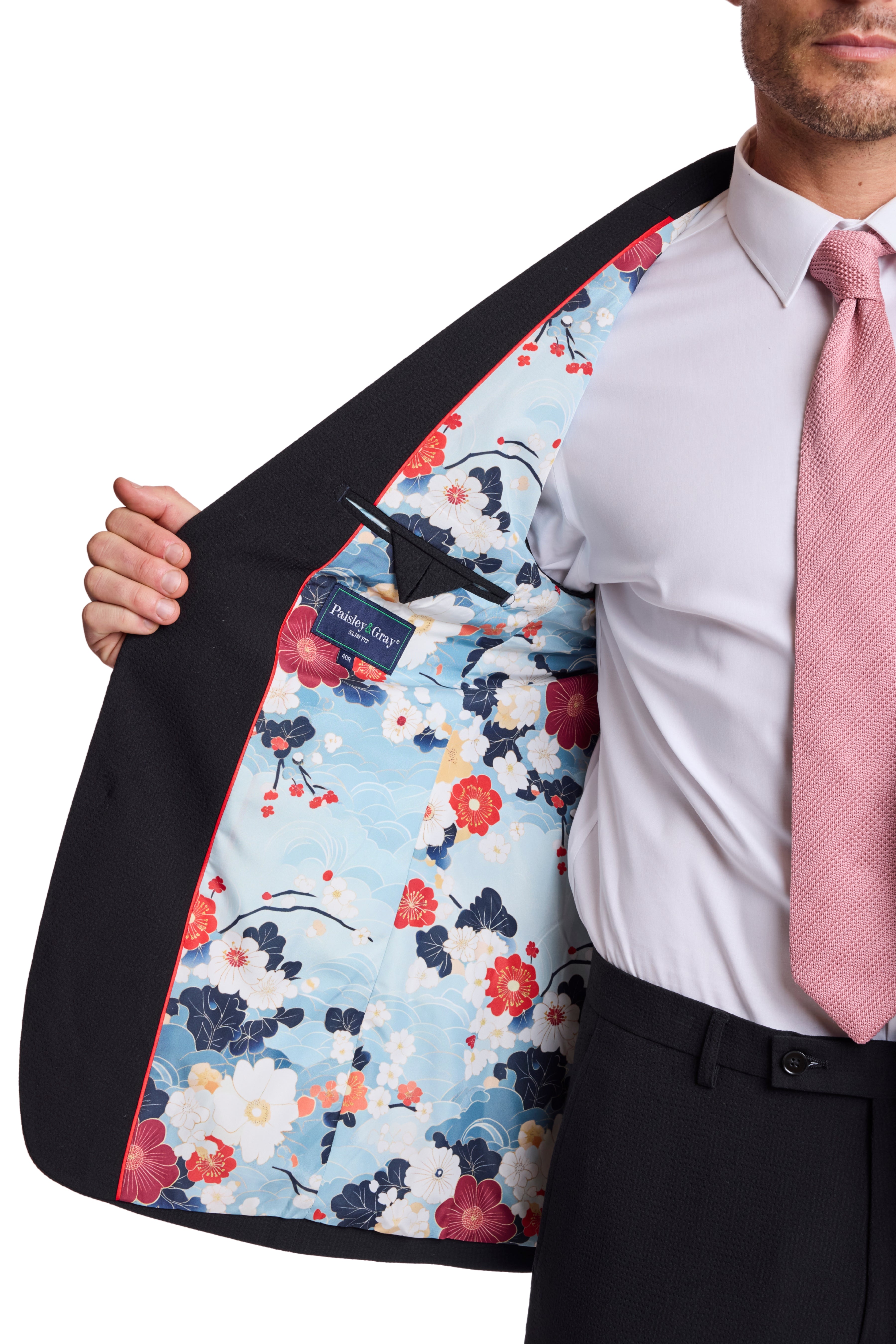 Ashton Peak Jacket - slim - Black on Black Seersucker