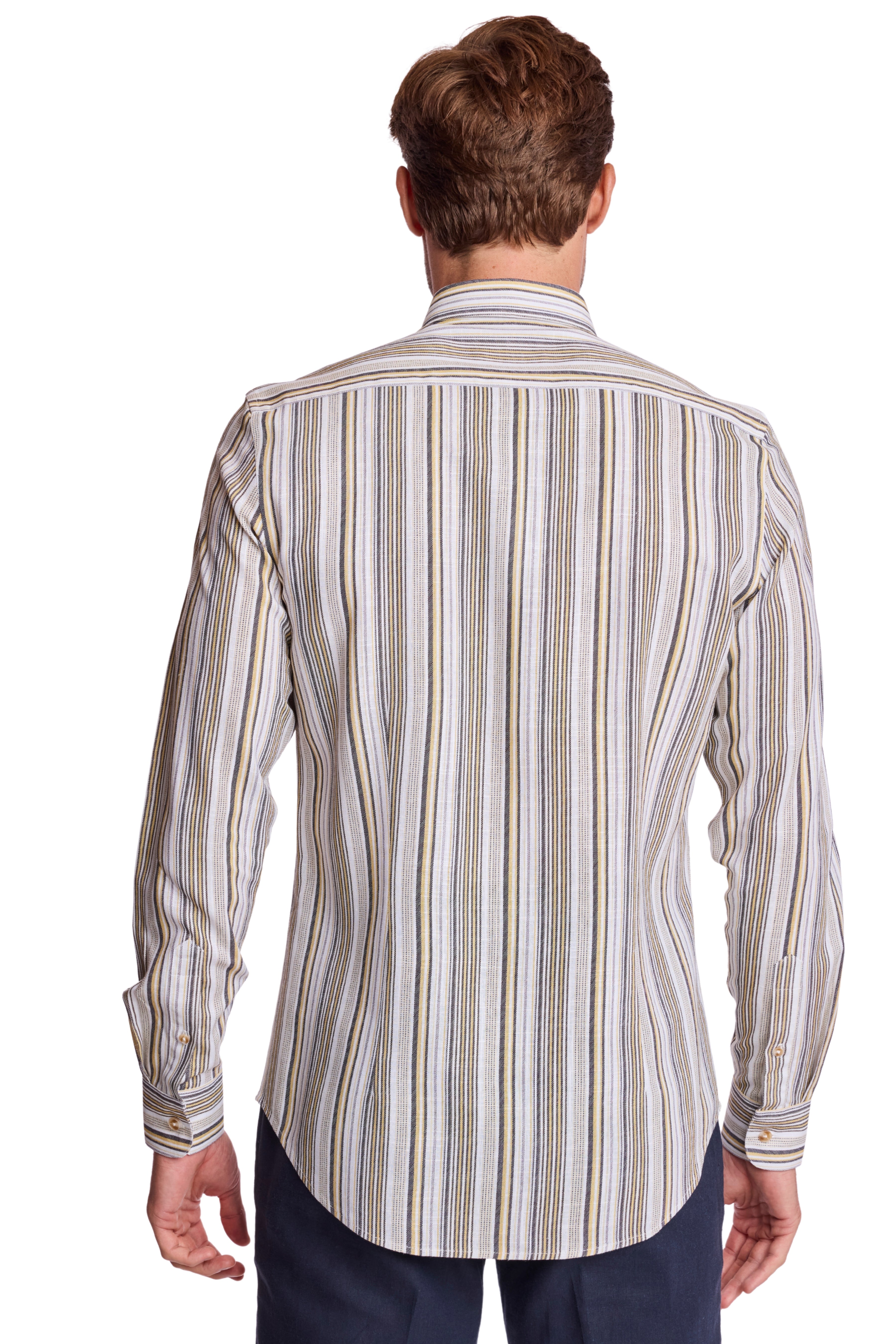 Brian Button Down Collar  - Golden Ash Stripe