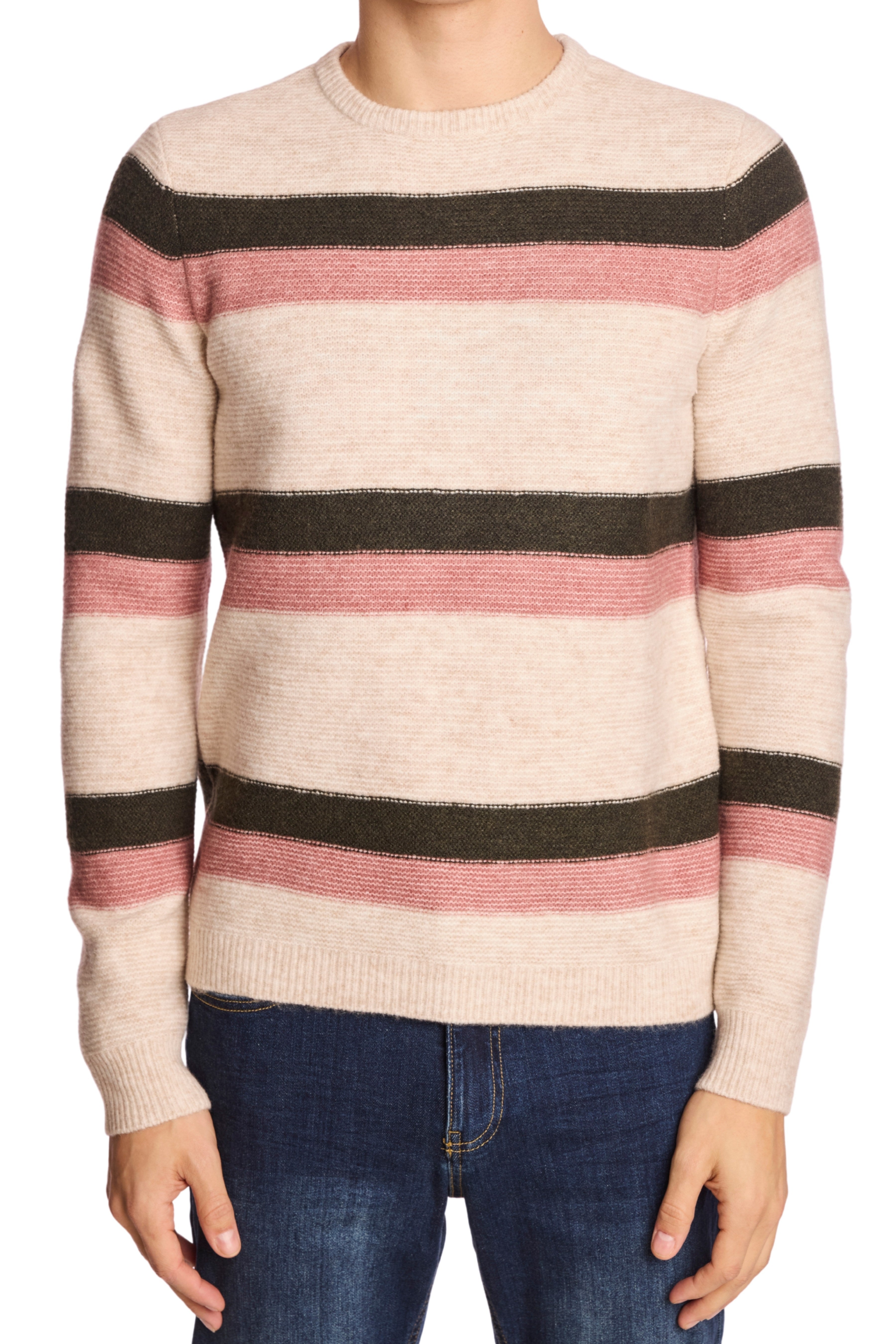 Crewneck Sweater - Pink Fern Stripe