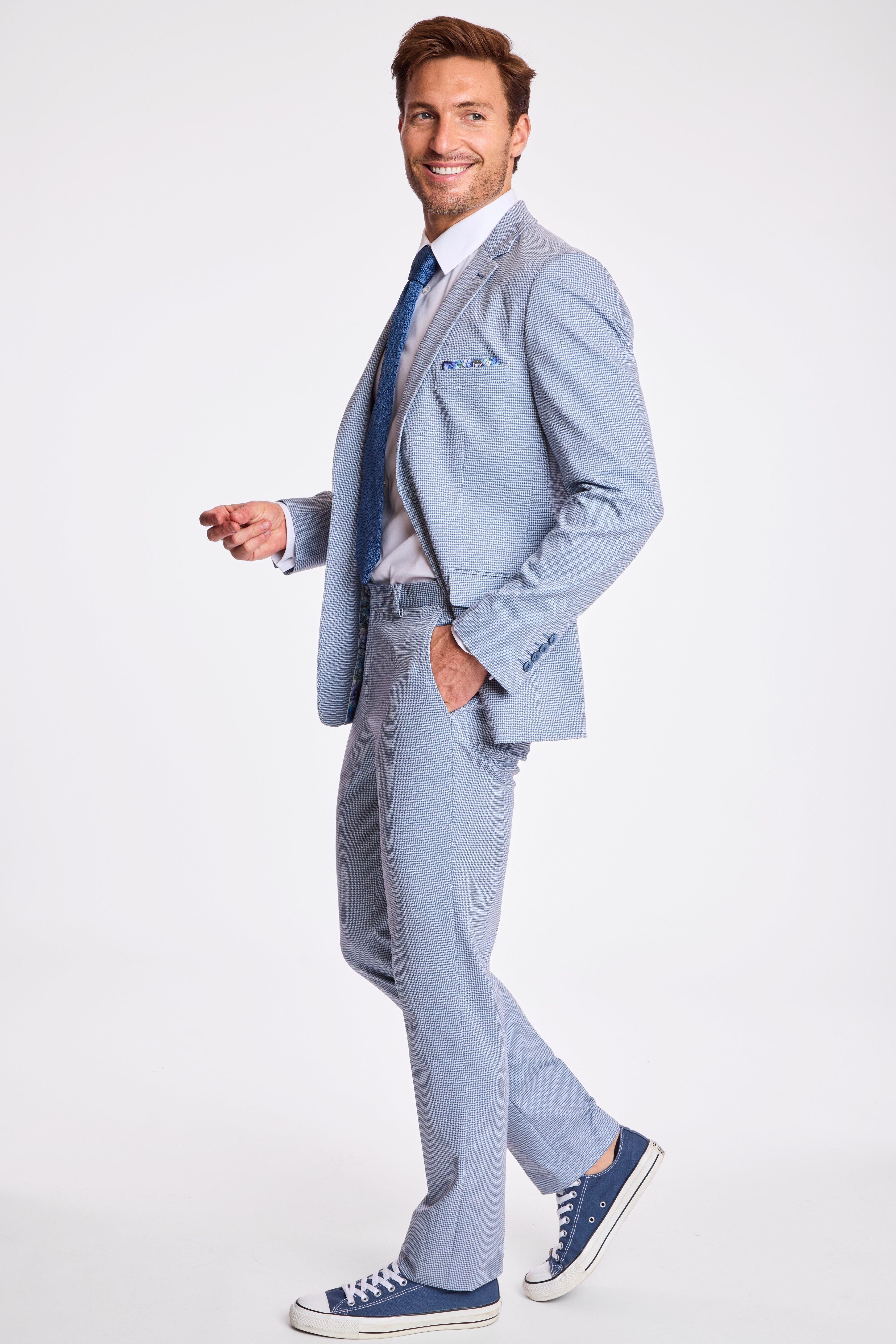 Dover Notch Jacket - slim - Crisp Navy Knit Houndstooth