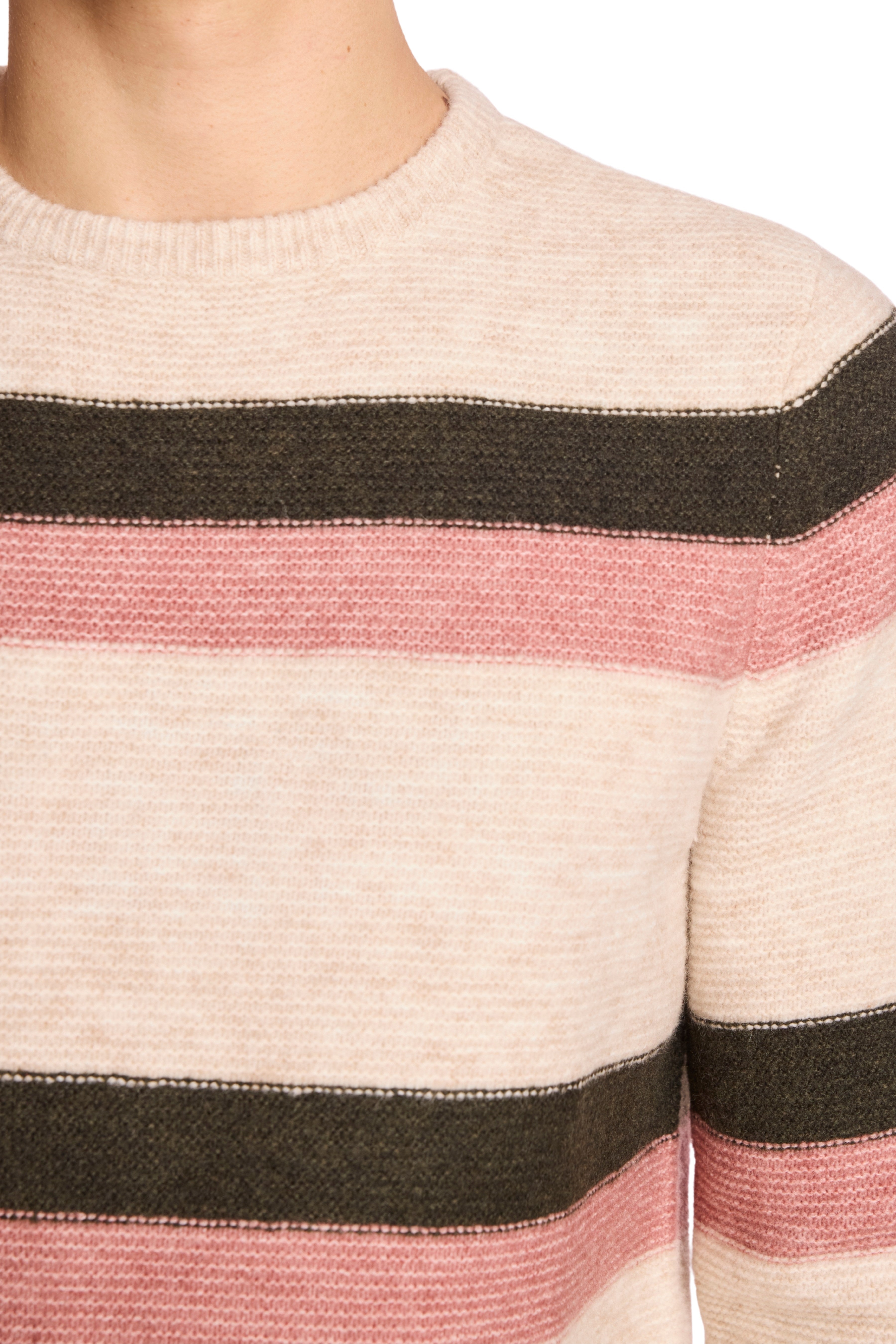 Crewneck Sweater - Pink Fern Stripe