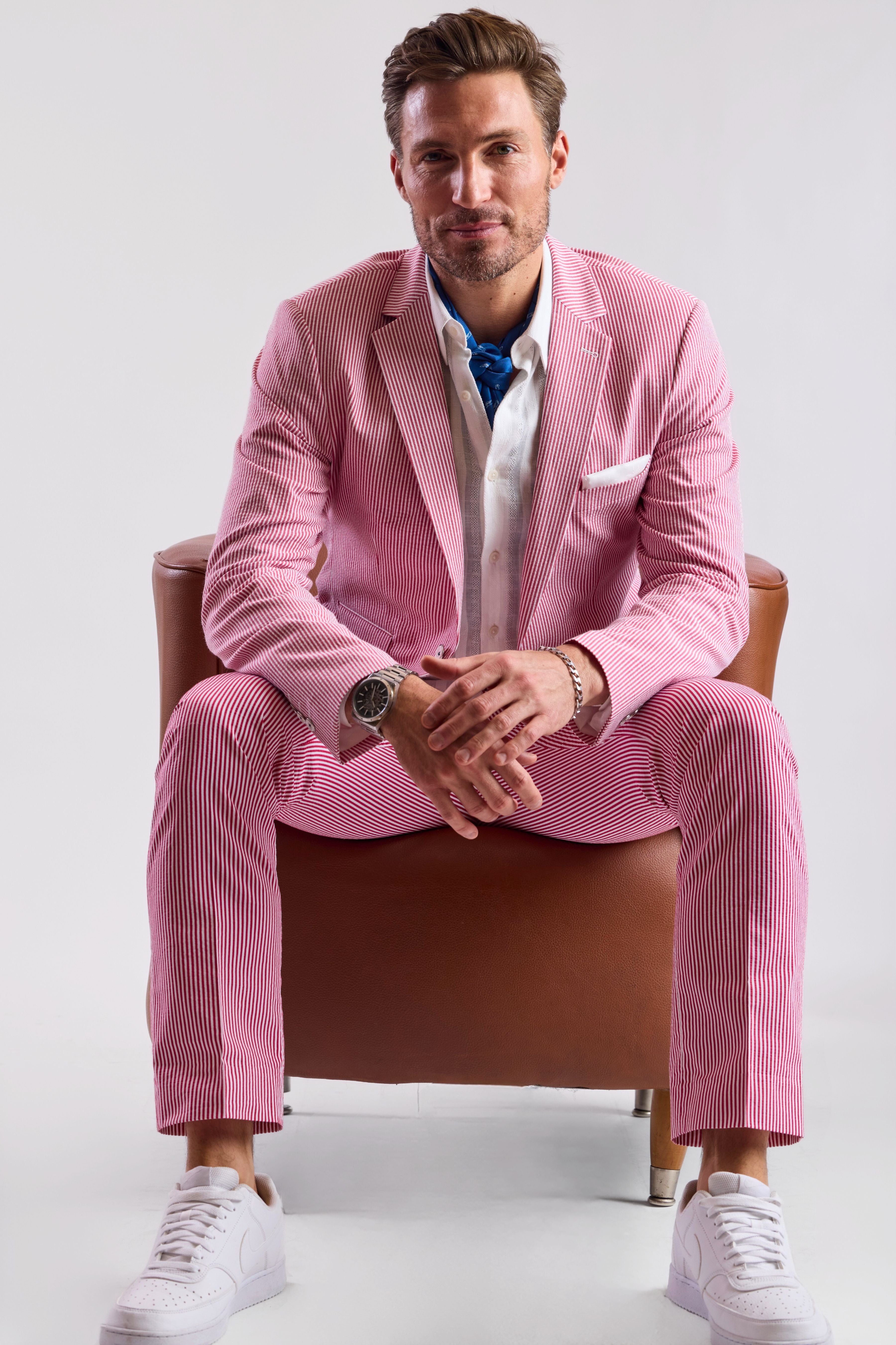 Dover Notch Jacket - slim - Red Seersucker