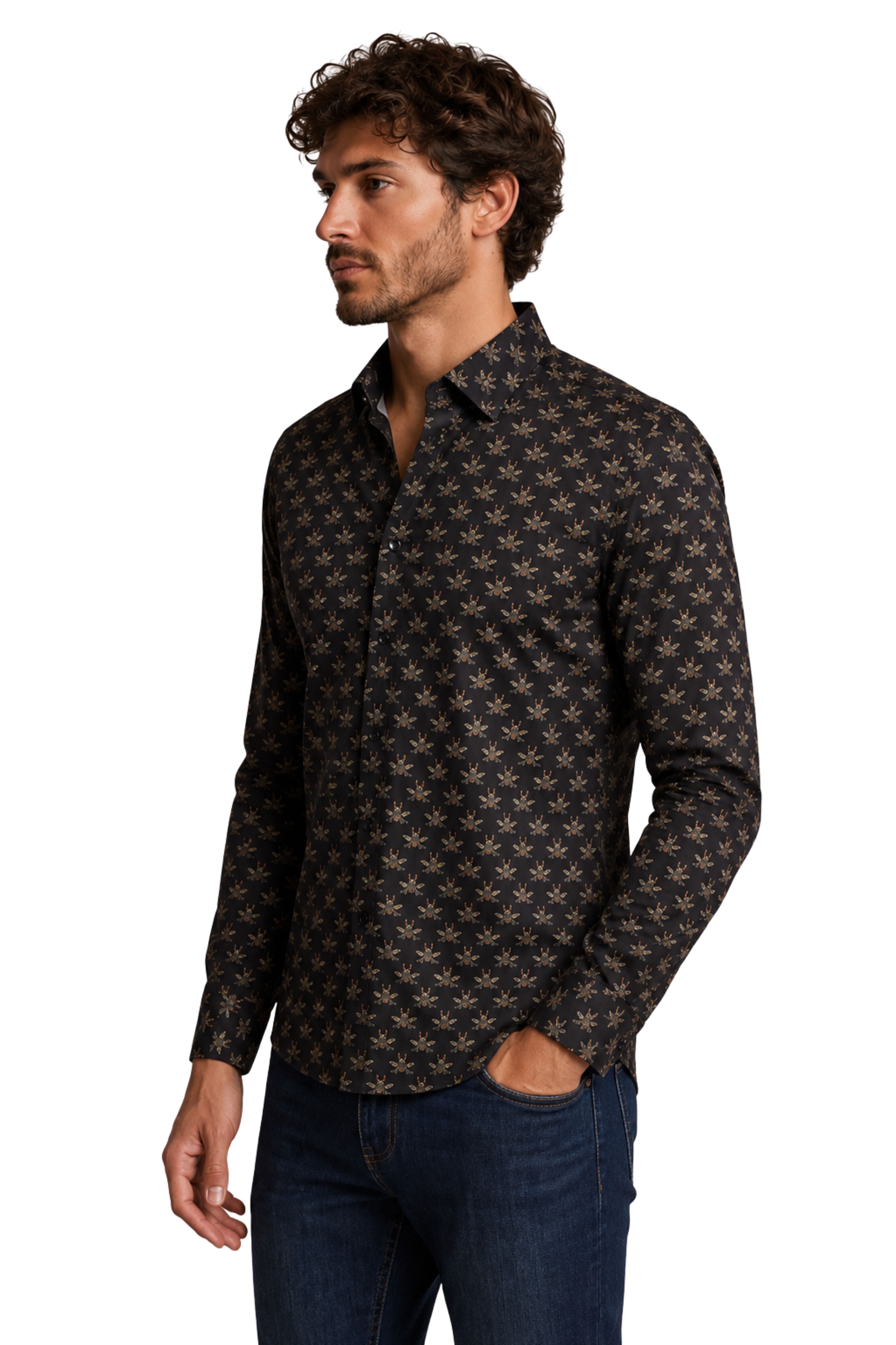 Brian Button Down Shirt - Black Bees