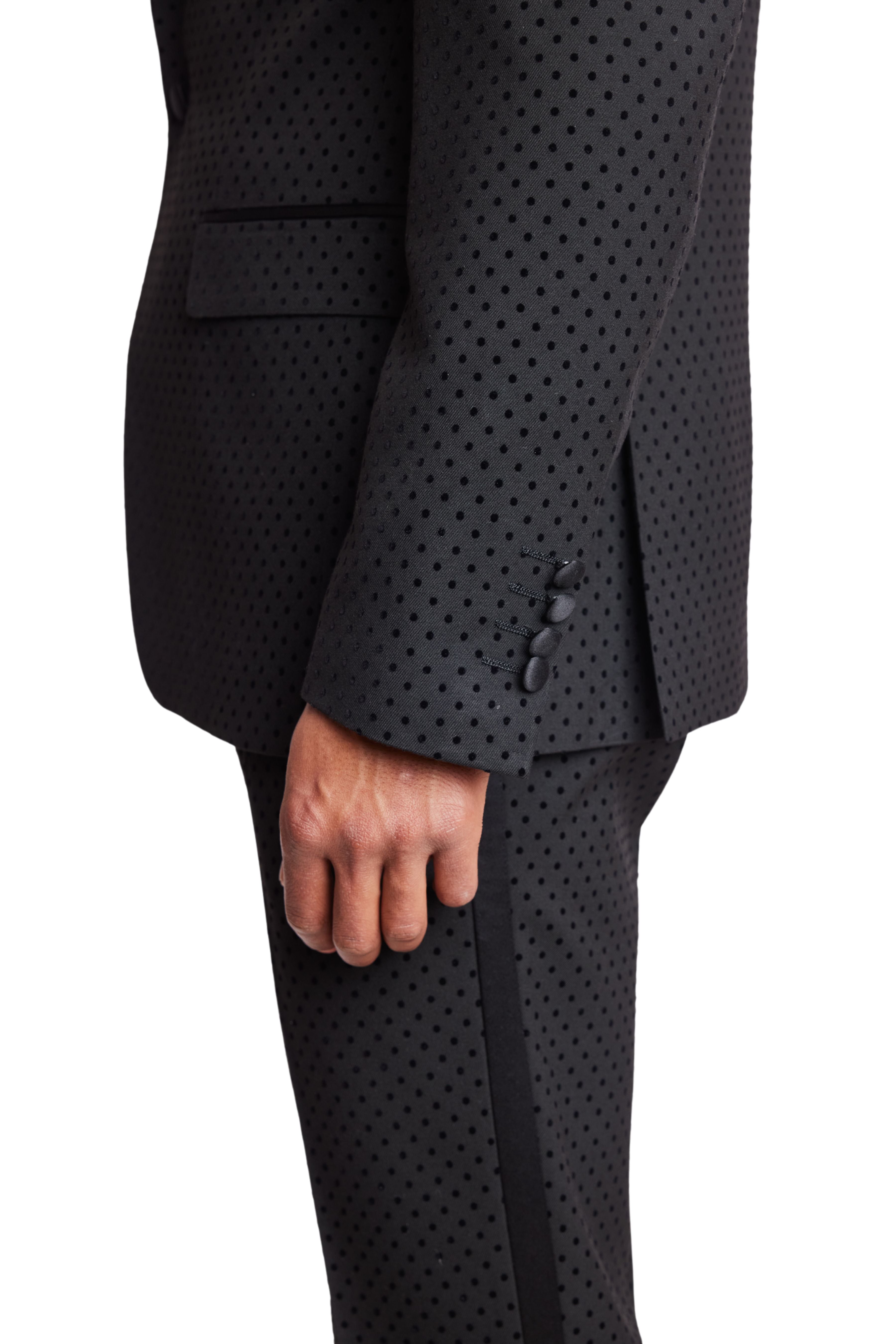 Grosvenor Peak Tux Jacket - slim - Black Velvet Dots