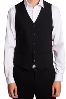  Eaton 5 Button Vest - slim - Black Knit
