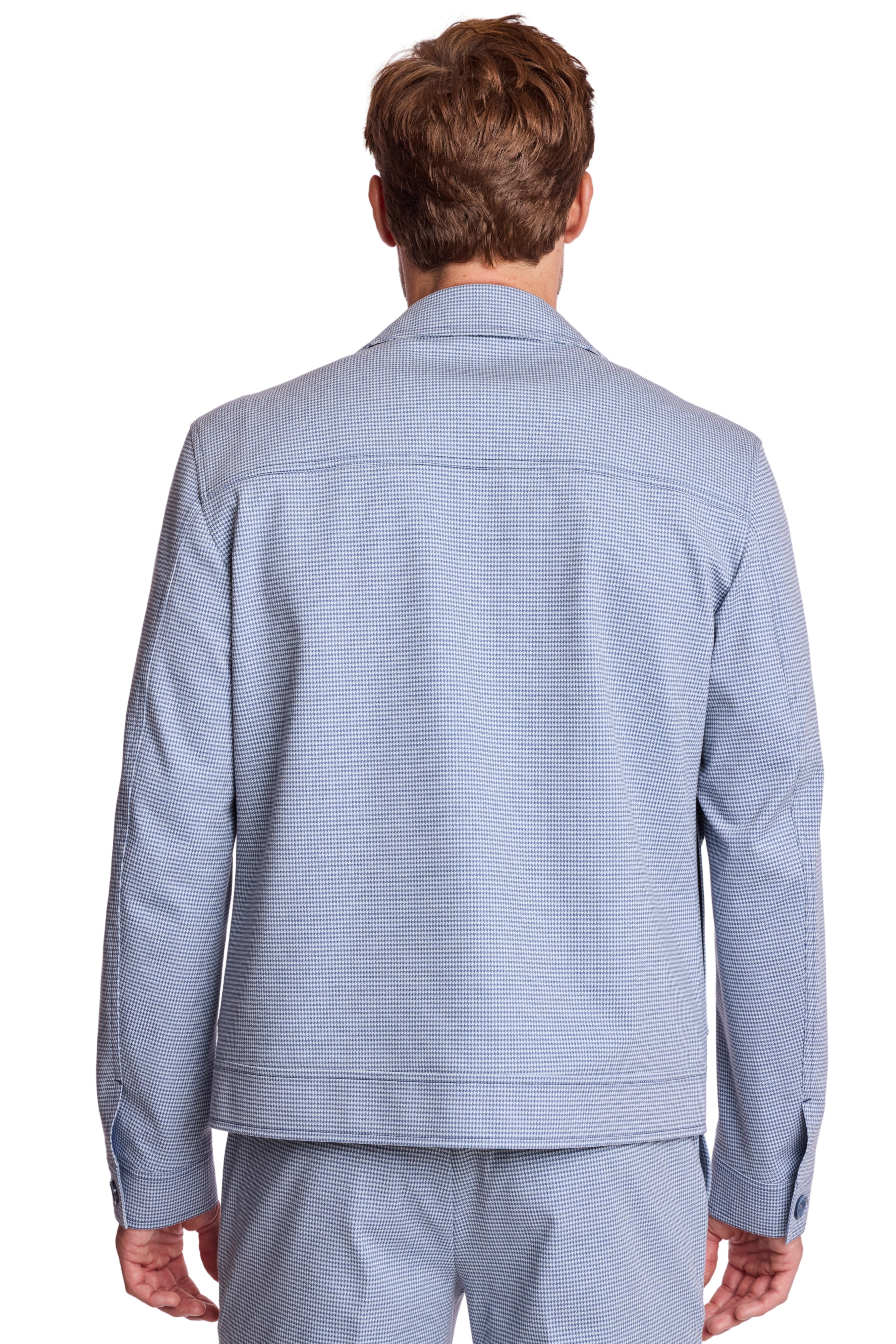 Milo Zip Front Jacket - slim - Navy Knit Houndstooth