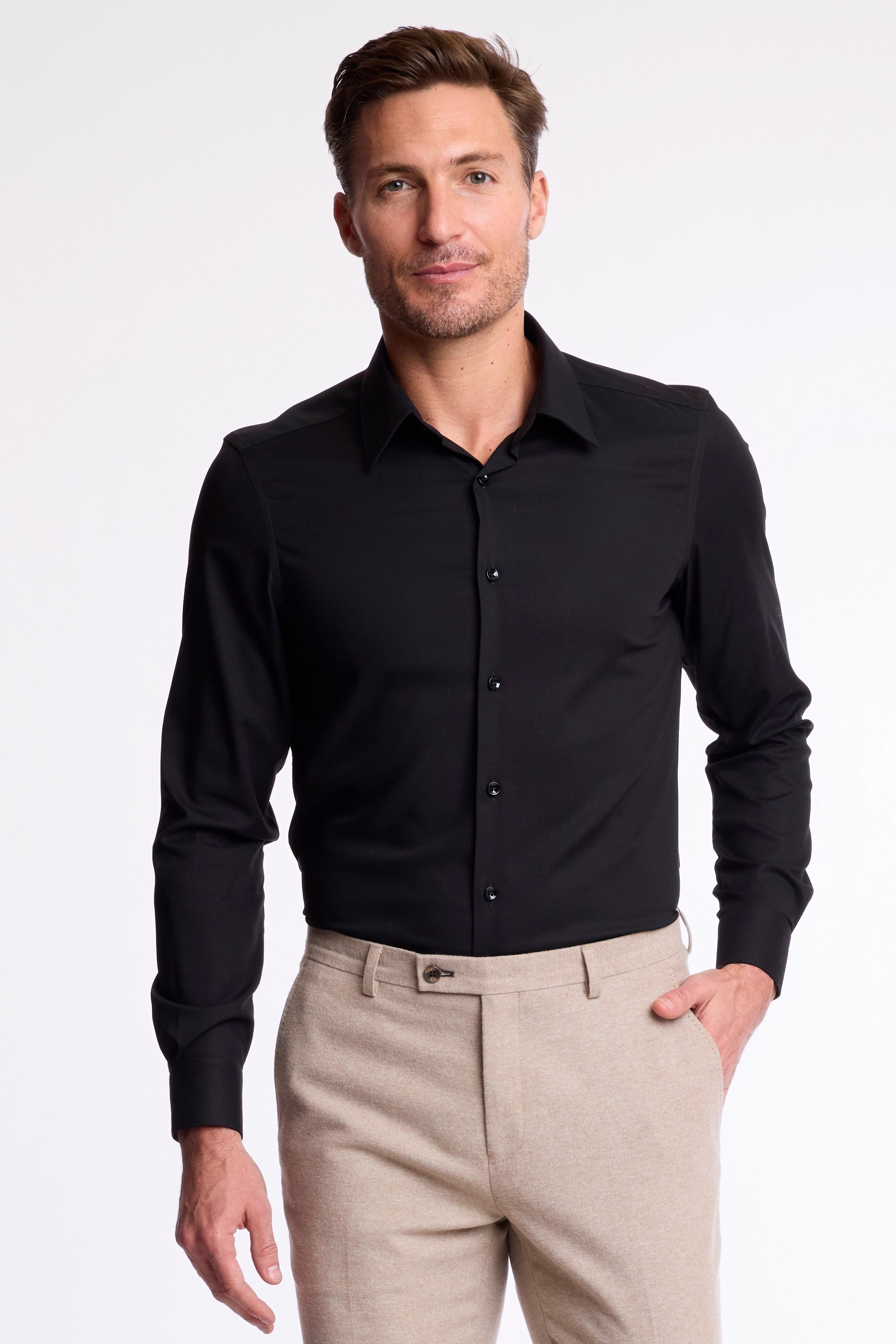 Pointed Parker Collar Shirt - Black
