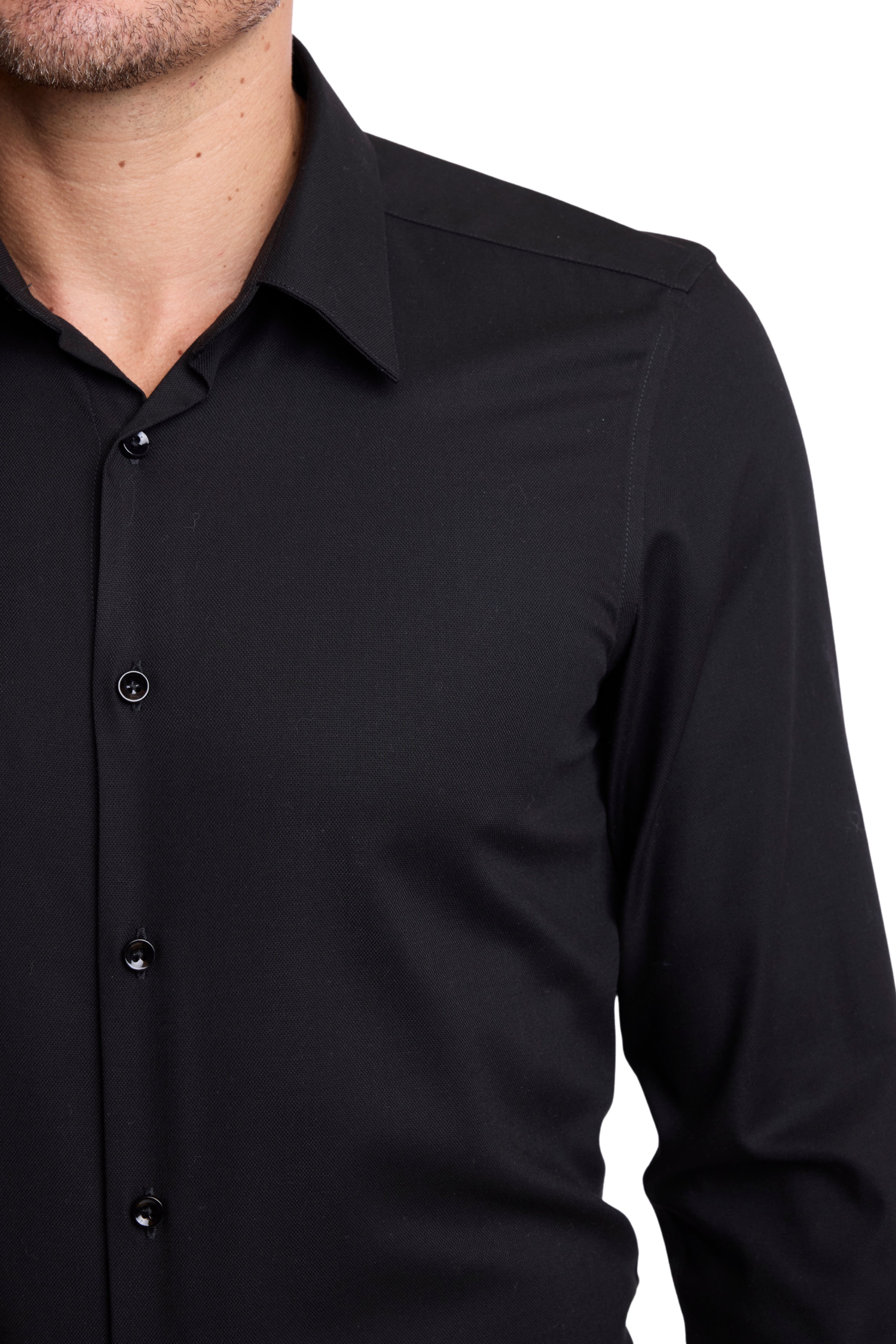 Pointed Parker Collar Shirt - Black