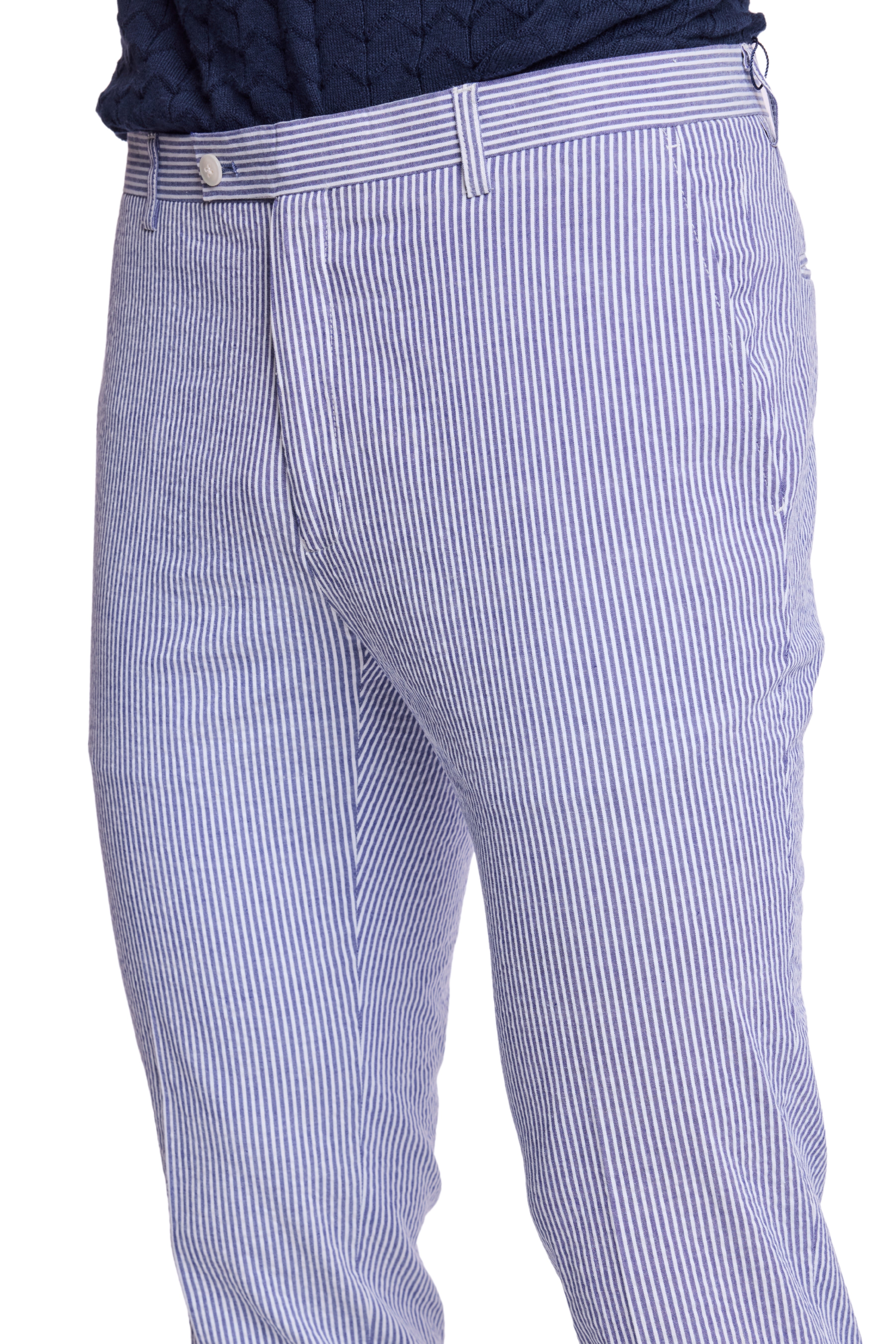 Downing Pants - slim - Blue Quartz Seersucker