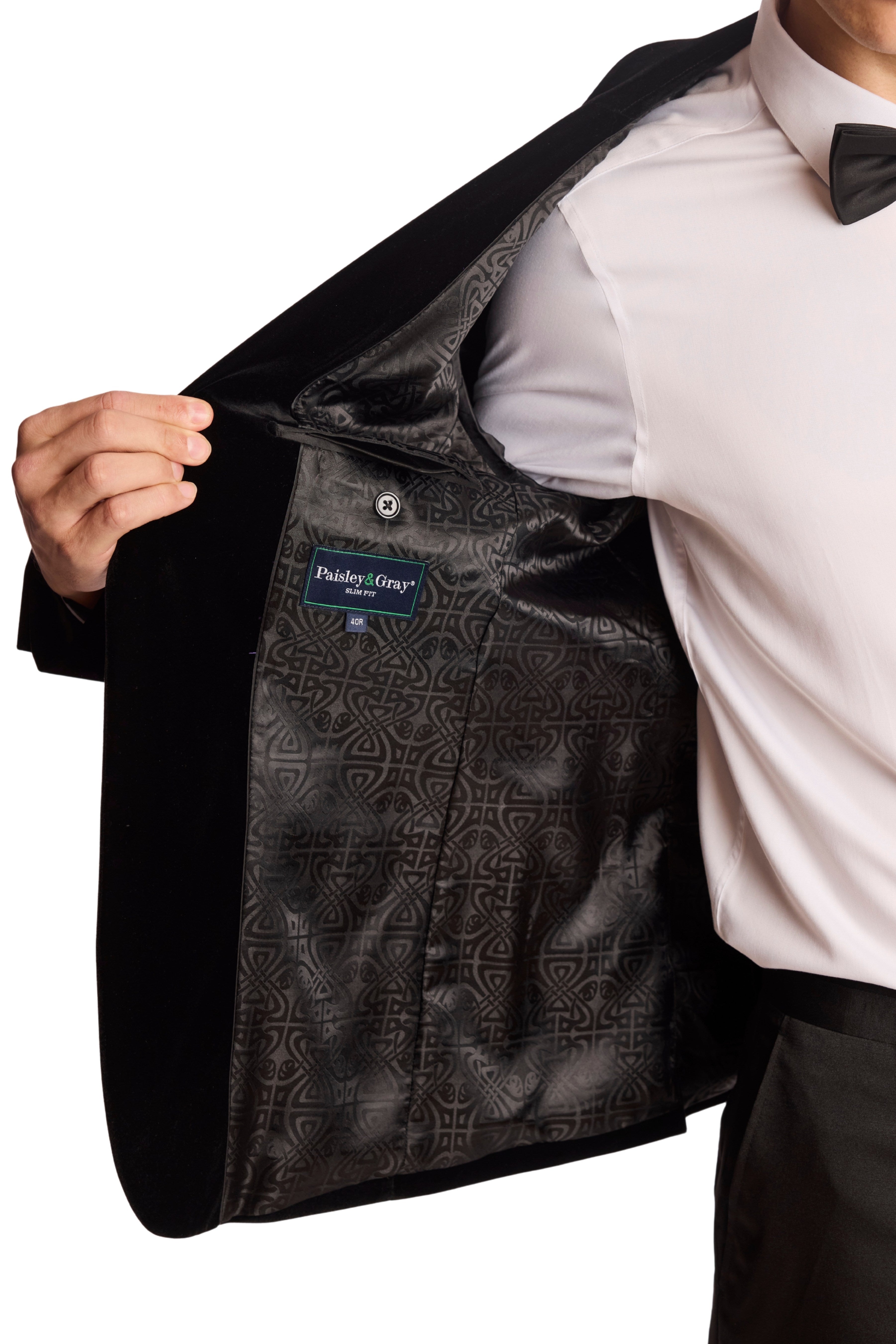 Kyle Big Peak Tux Jacket - slim - Black Velvet