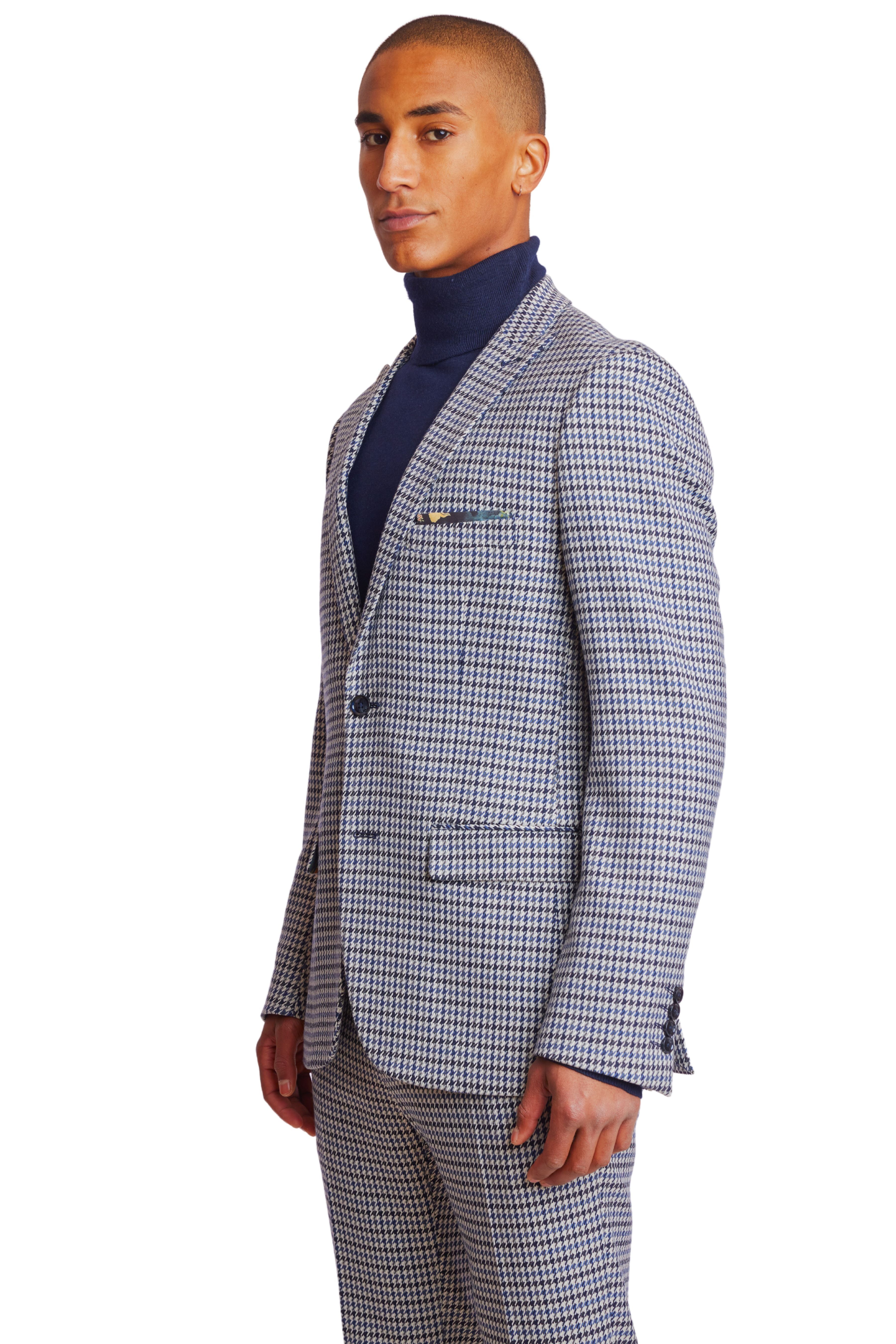 Ashton Peak Jacket - slim - Blue White Houndstooth