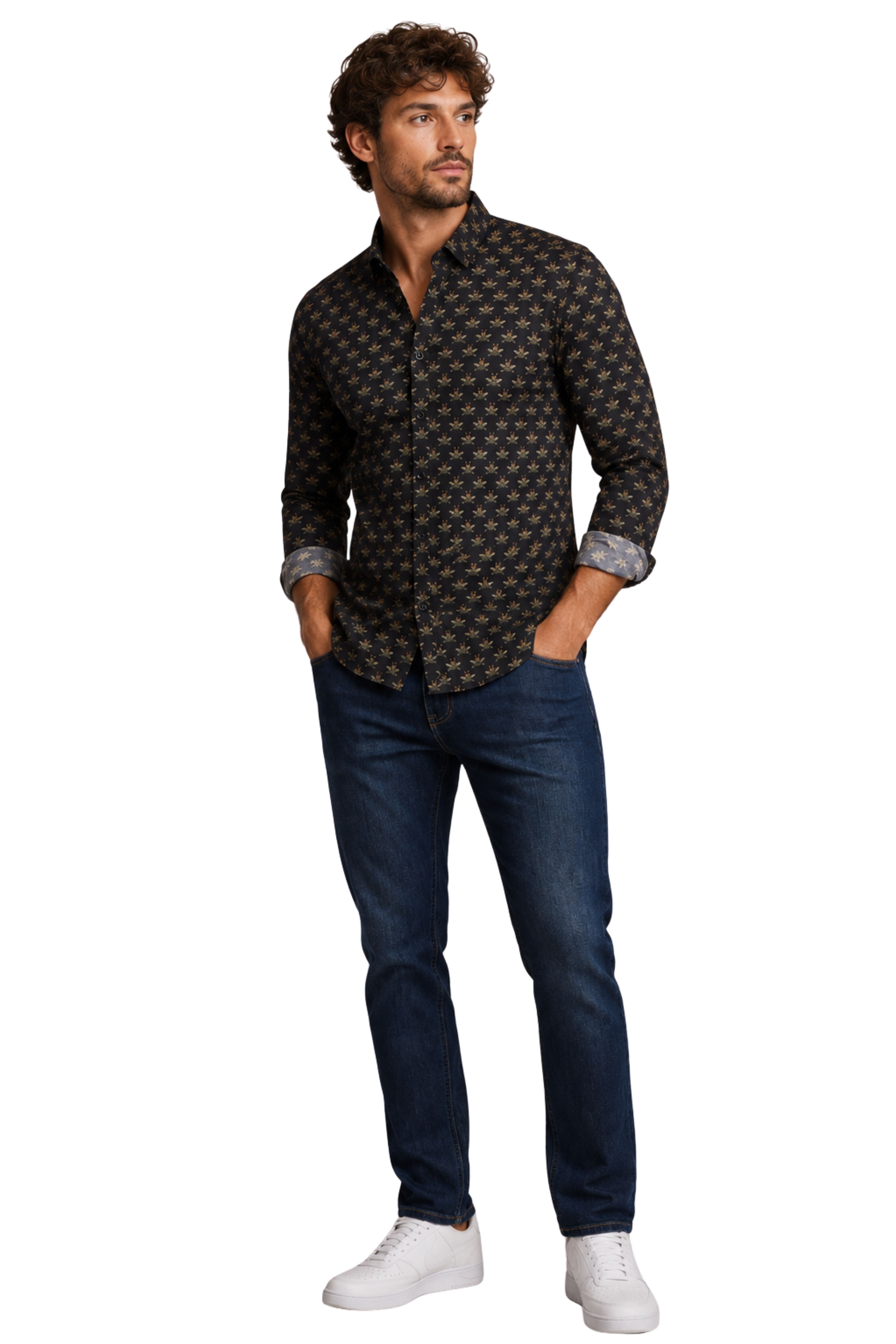 Brian Button Down Shirt - Black Bees