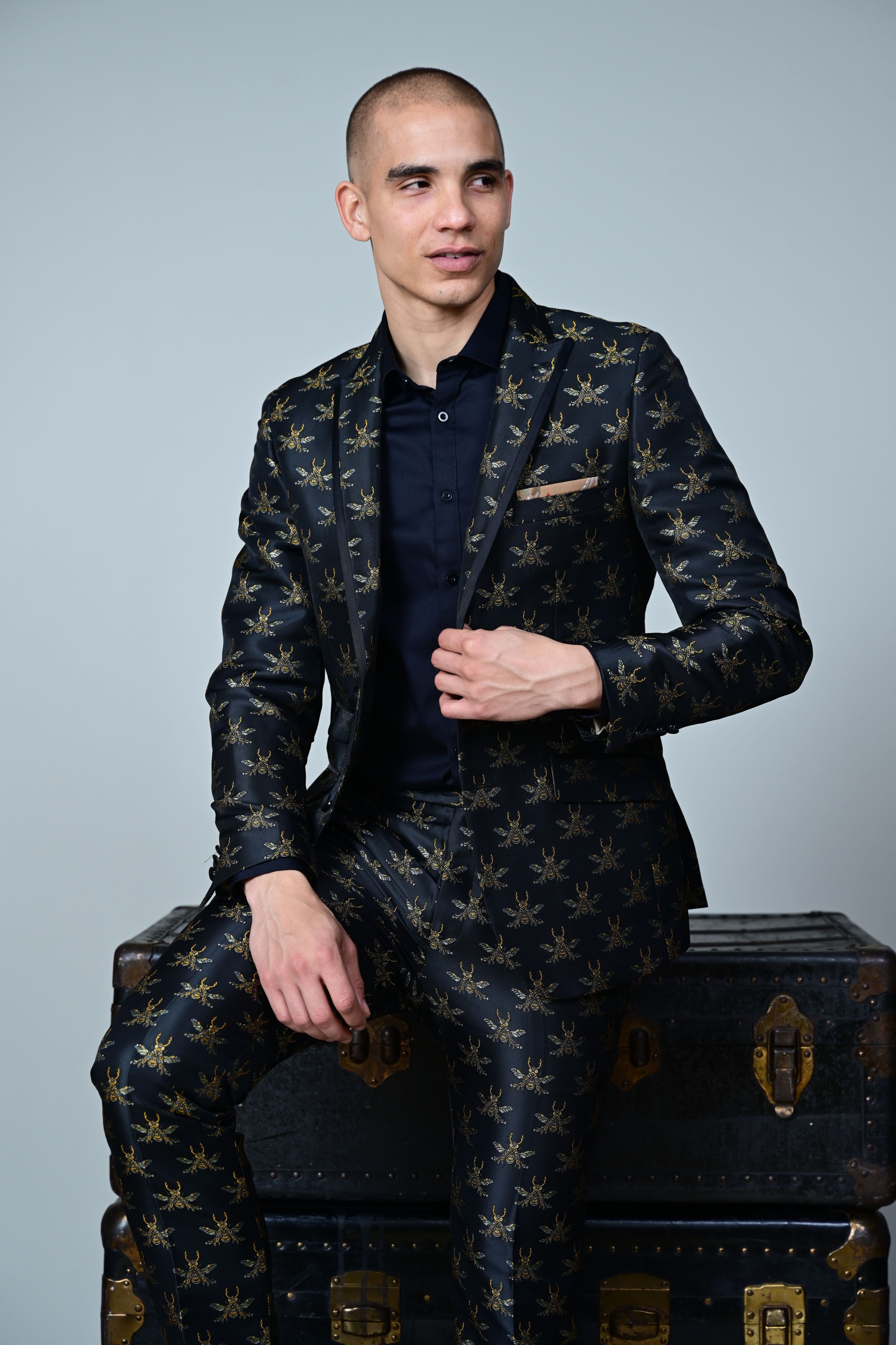 Grosvenor Peak Tux Jacket - slim - Black Bees