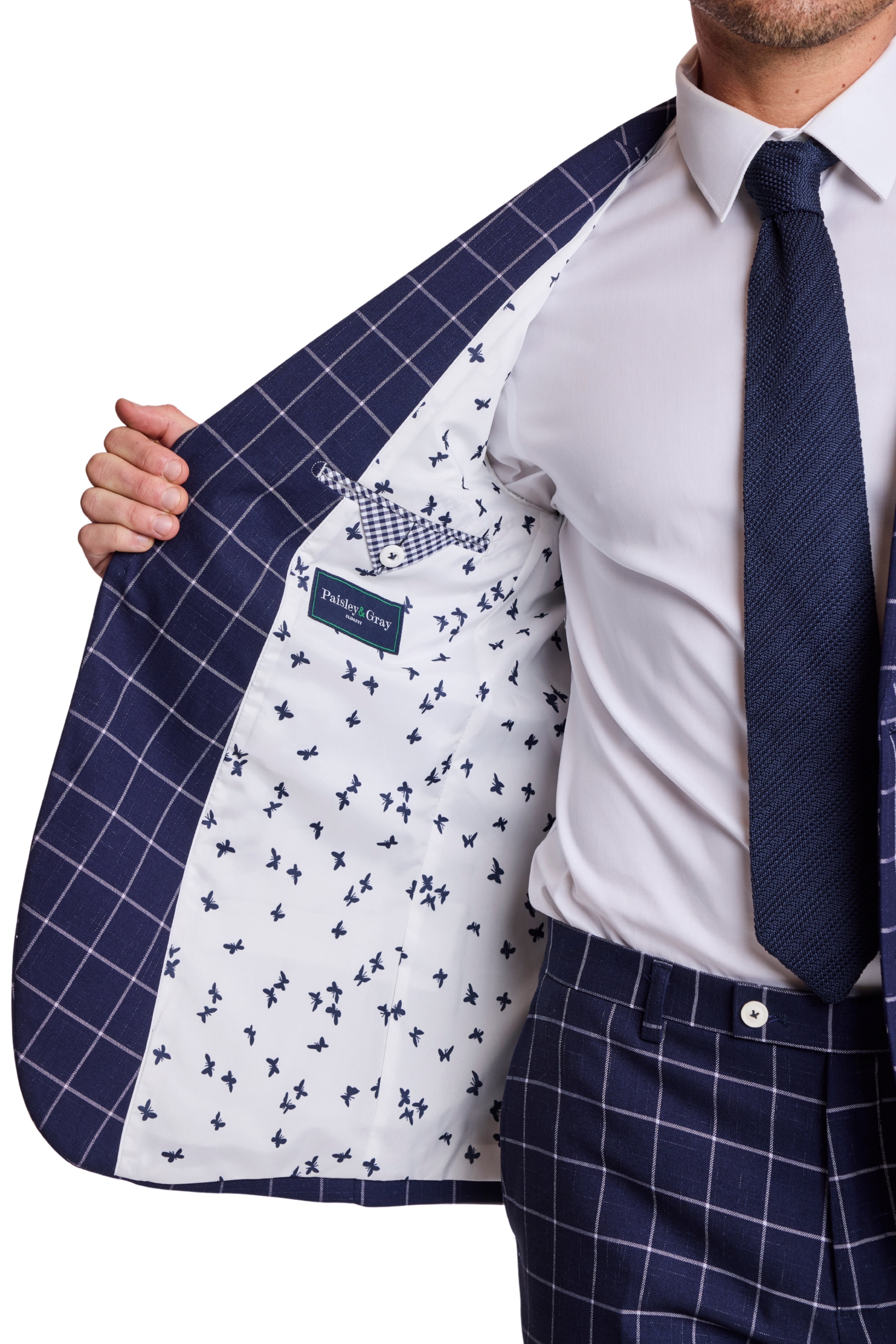 Ashton Peak Jacket - slim - White Navy Windowpane