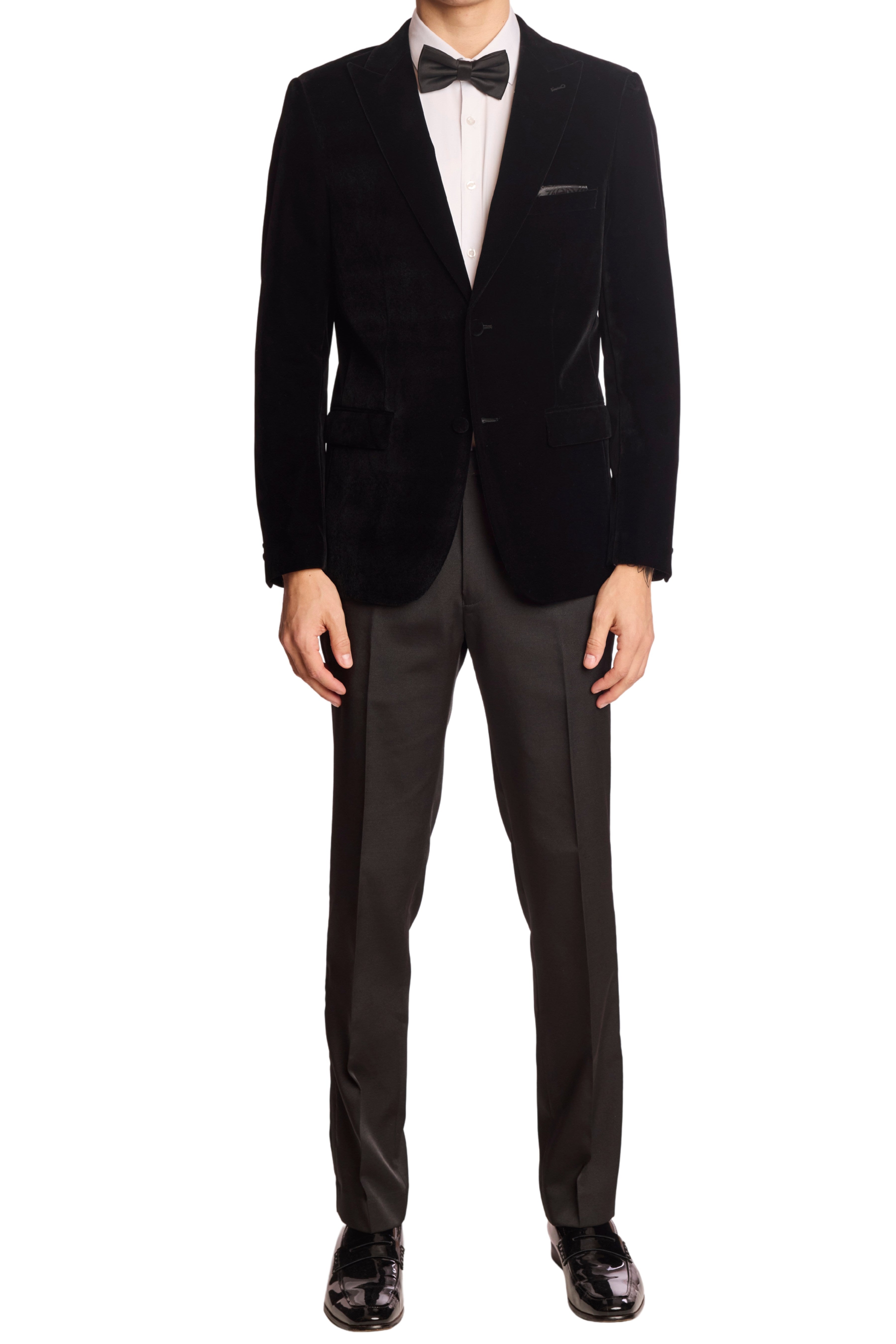 Kyle Big Peak Tux Jacket - slim - Black Velvet