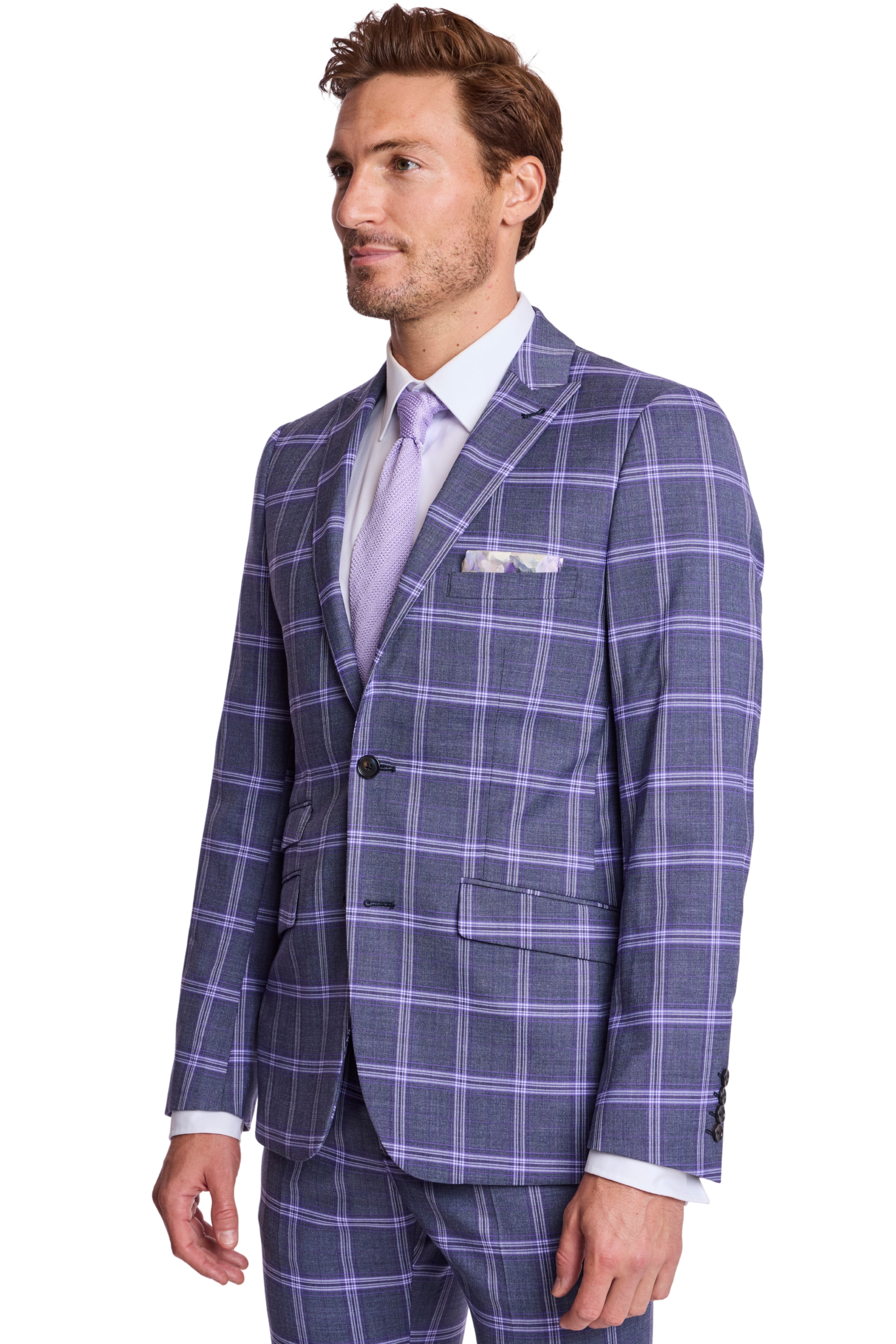 Ashton Peak Jacket - slim - Purple Navy White Check