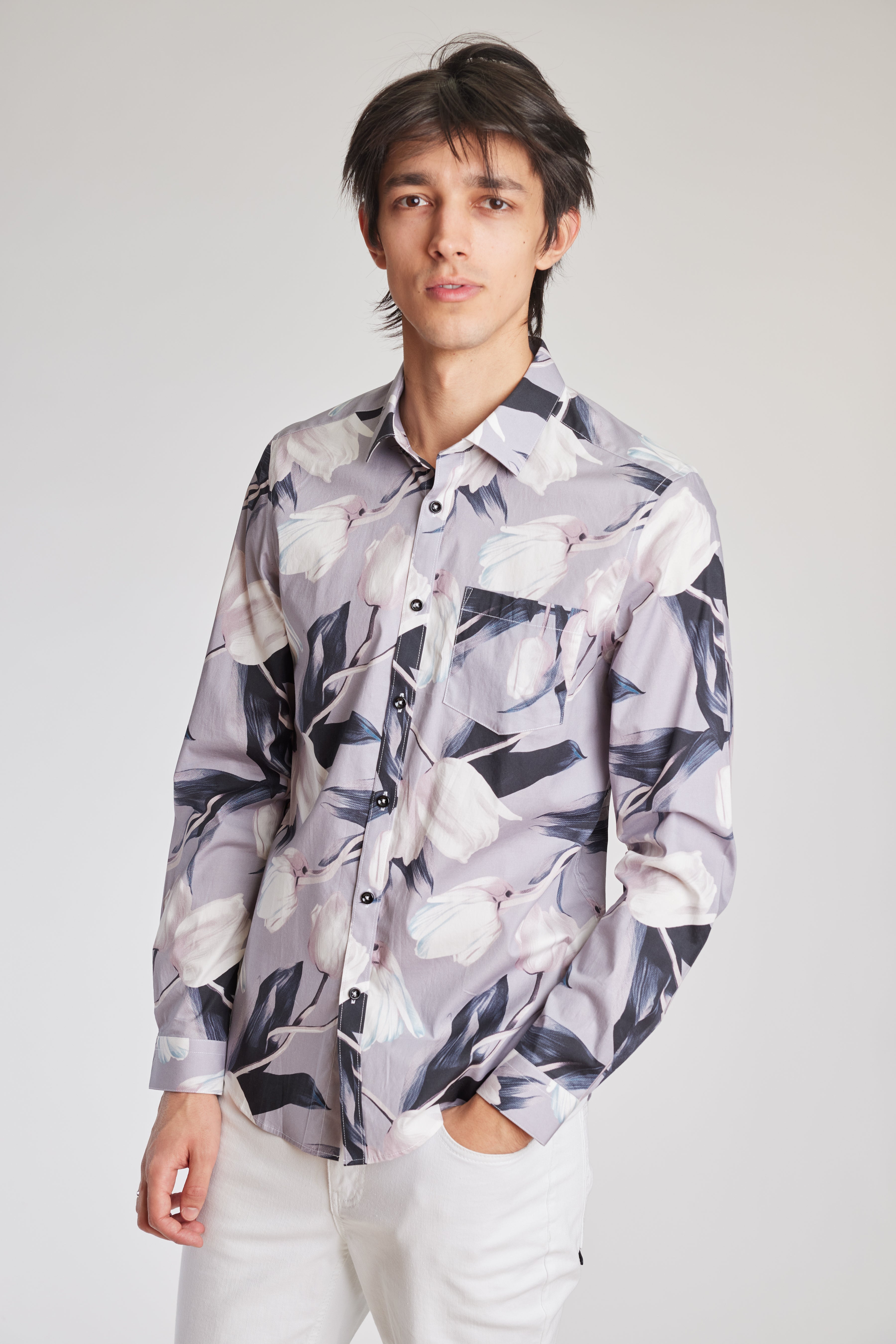 Samuel Spread Collar Shirt - Tulips