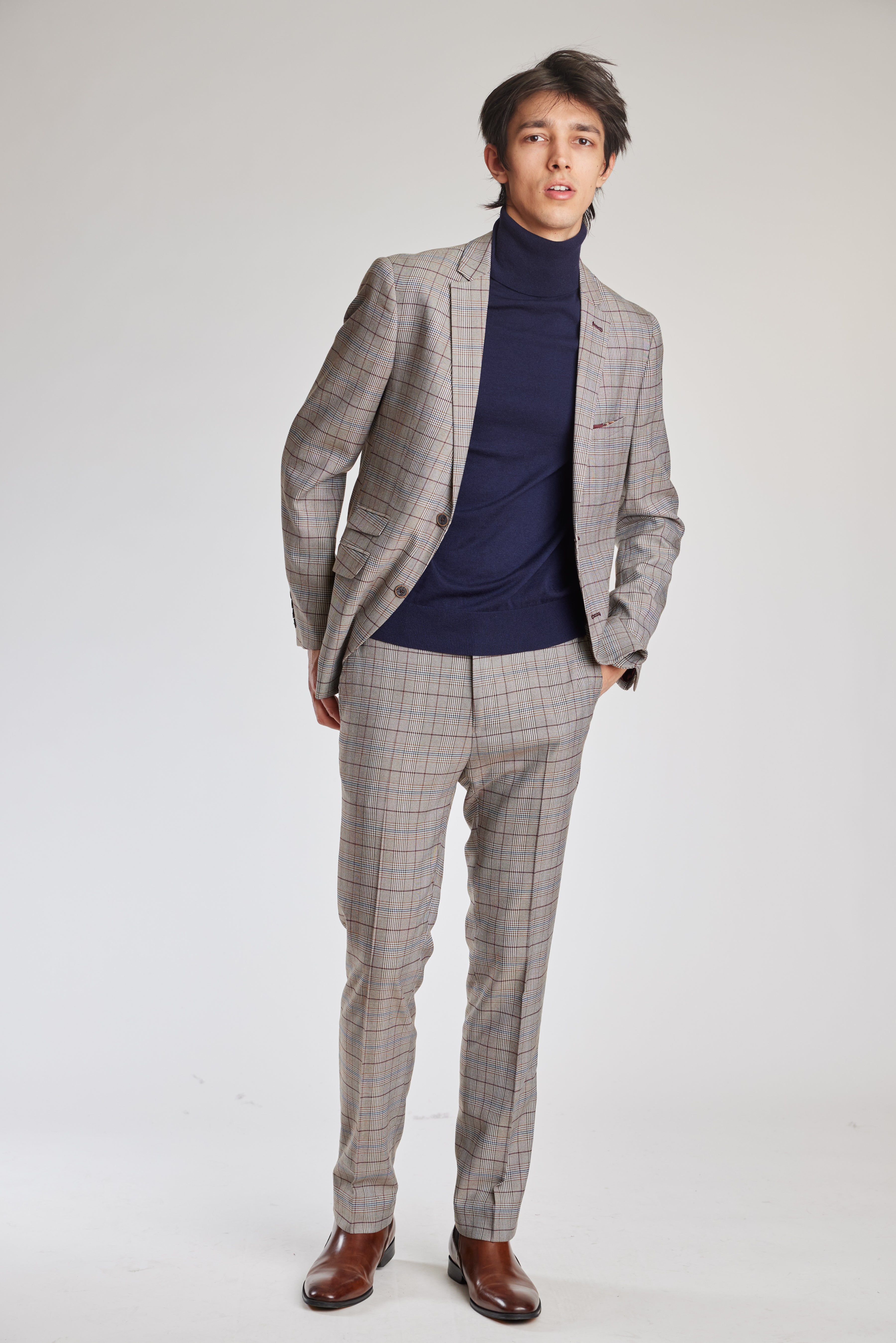 Dover Notch Jacket - slim - Tawny Blue Burg Check