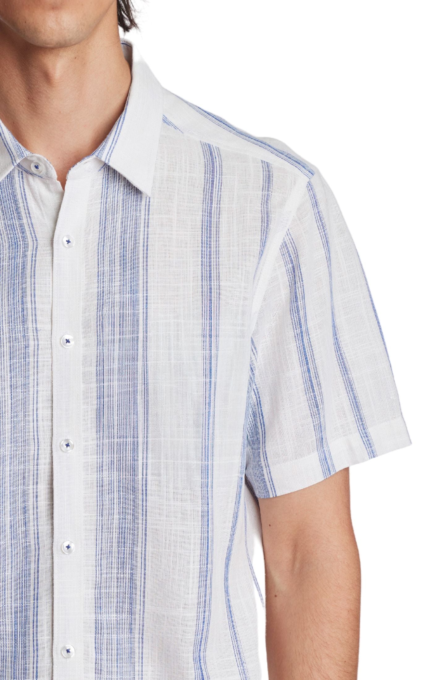 Soleil S/S Shirt - White & Blue Variegated