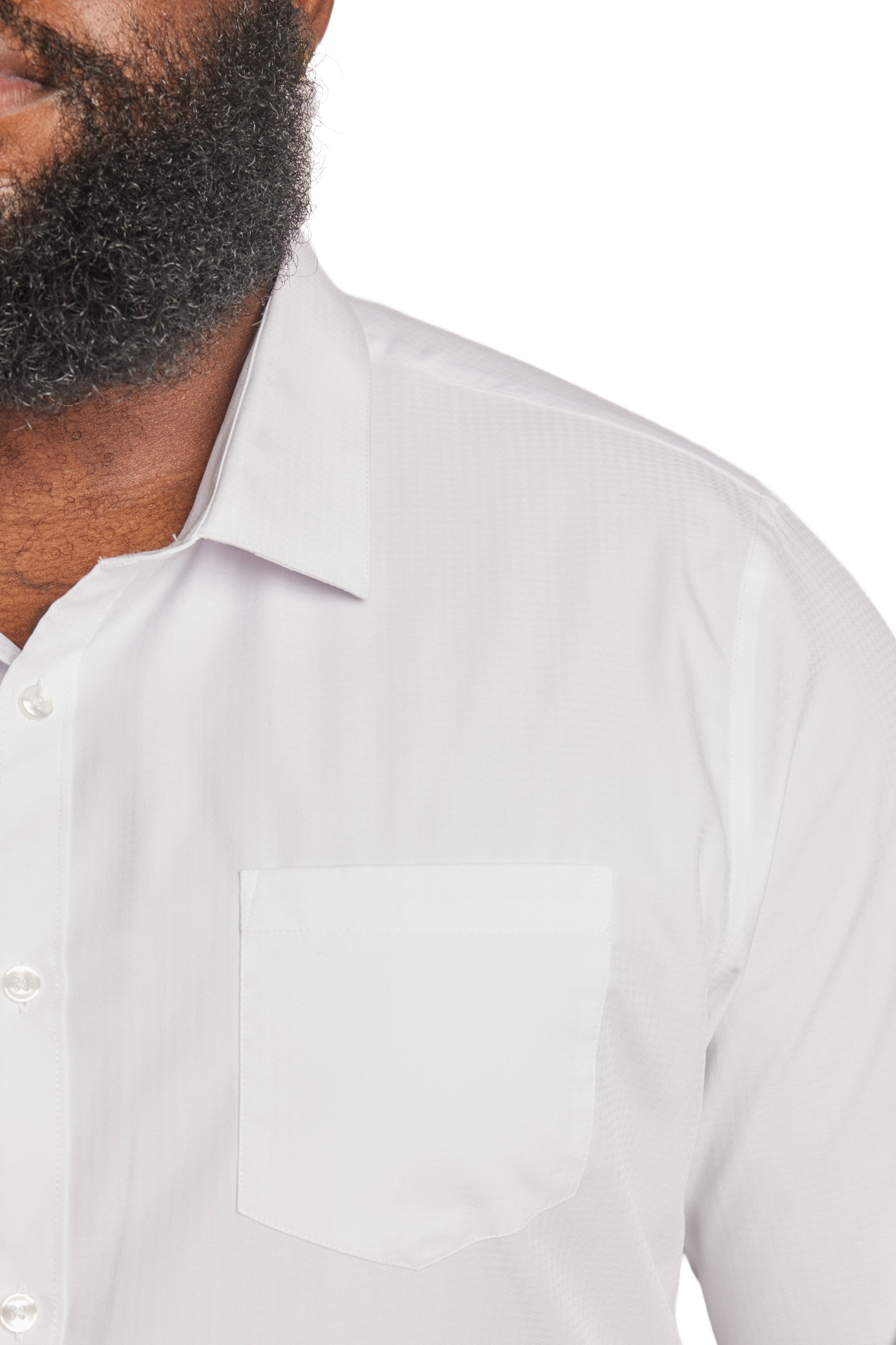 Big & Tall Samuel Spread Collar Shirt - White Houndstooth Jacquard