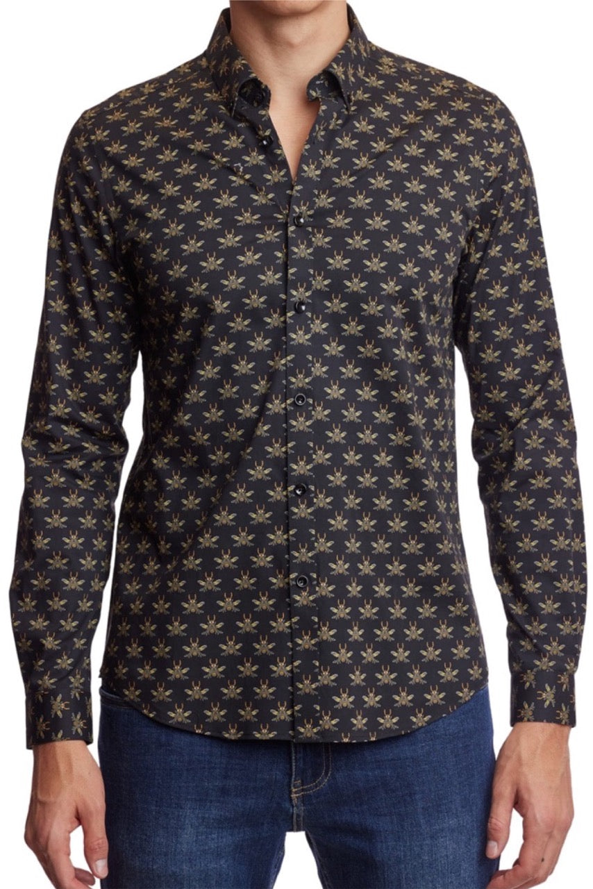 Brian Button Down Shirt - Black Bees