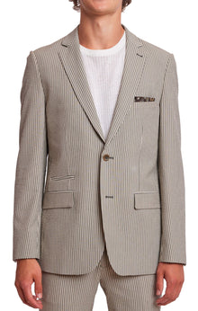  Dover Notch Jacket  - slim - Grey Tan Cream Seersucker