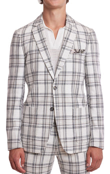  Dover Notch Jacket  - slim - White Blk Grey Check