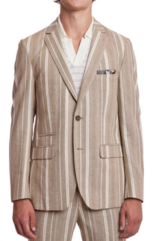  Dover Notch Jacket - slim - Tan Beige Stripes