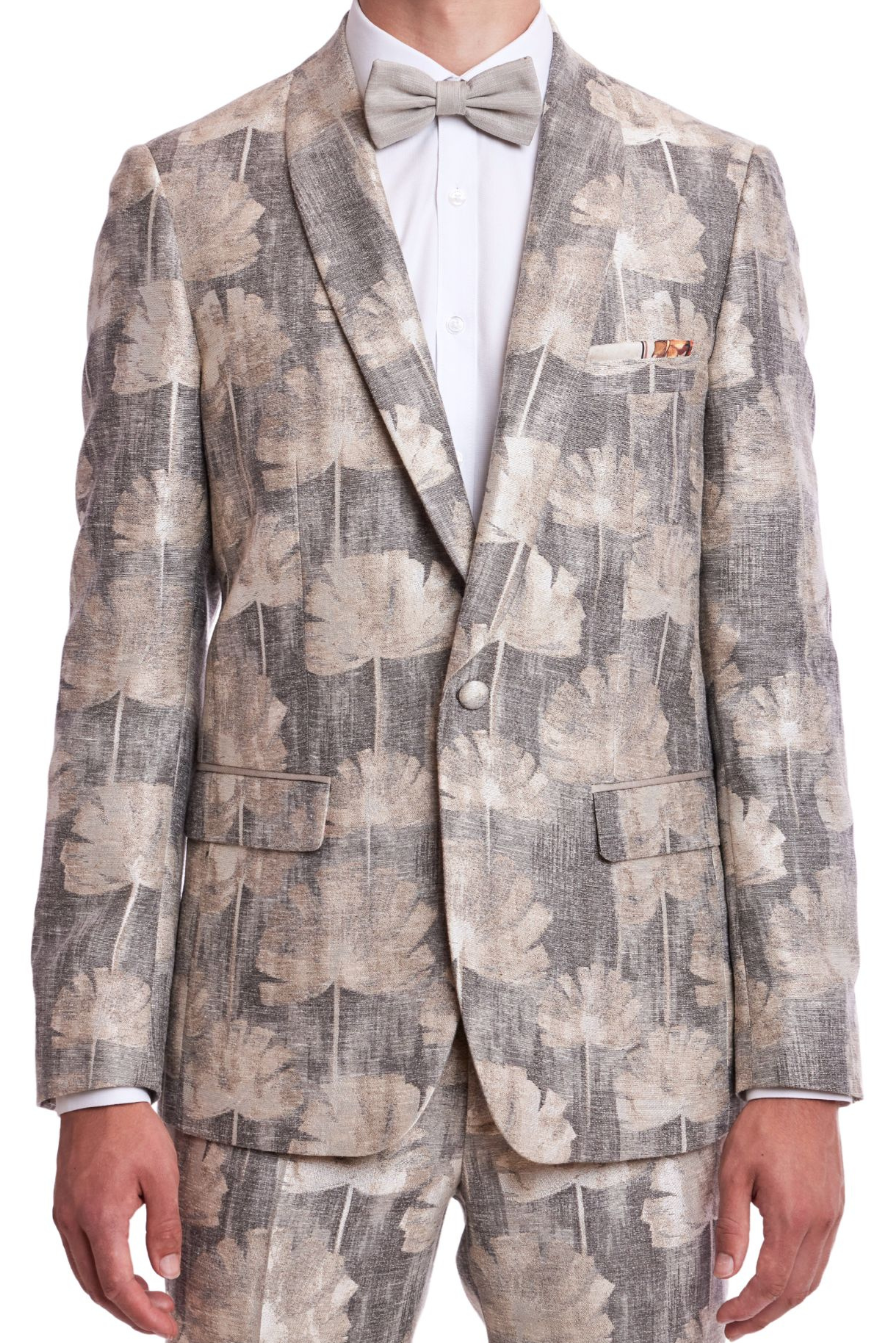 Regent Shawl Tux Jacket - slim - Beige Haze Floral