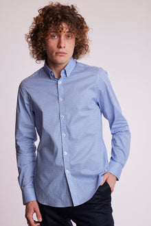  Brian Button Down Shirt - Sky Blue Dots