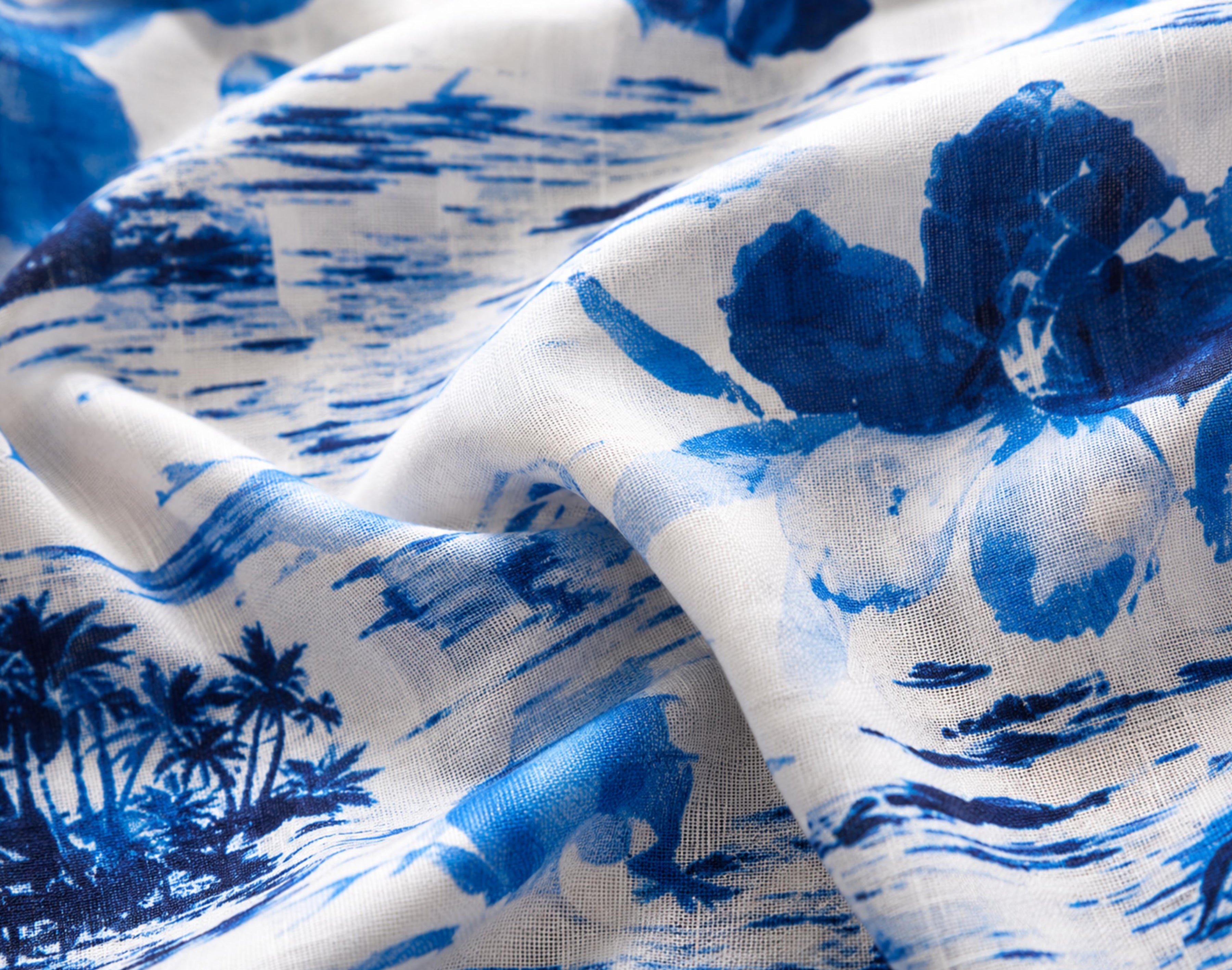 Camp Collar Shirt - White Blue Vacation